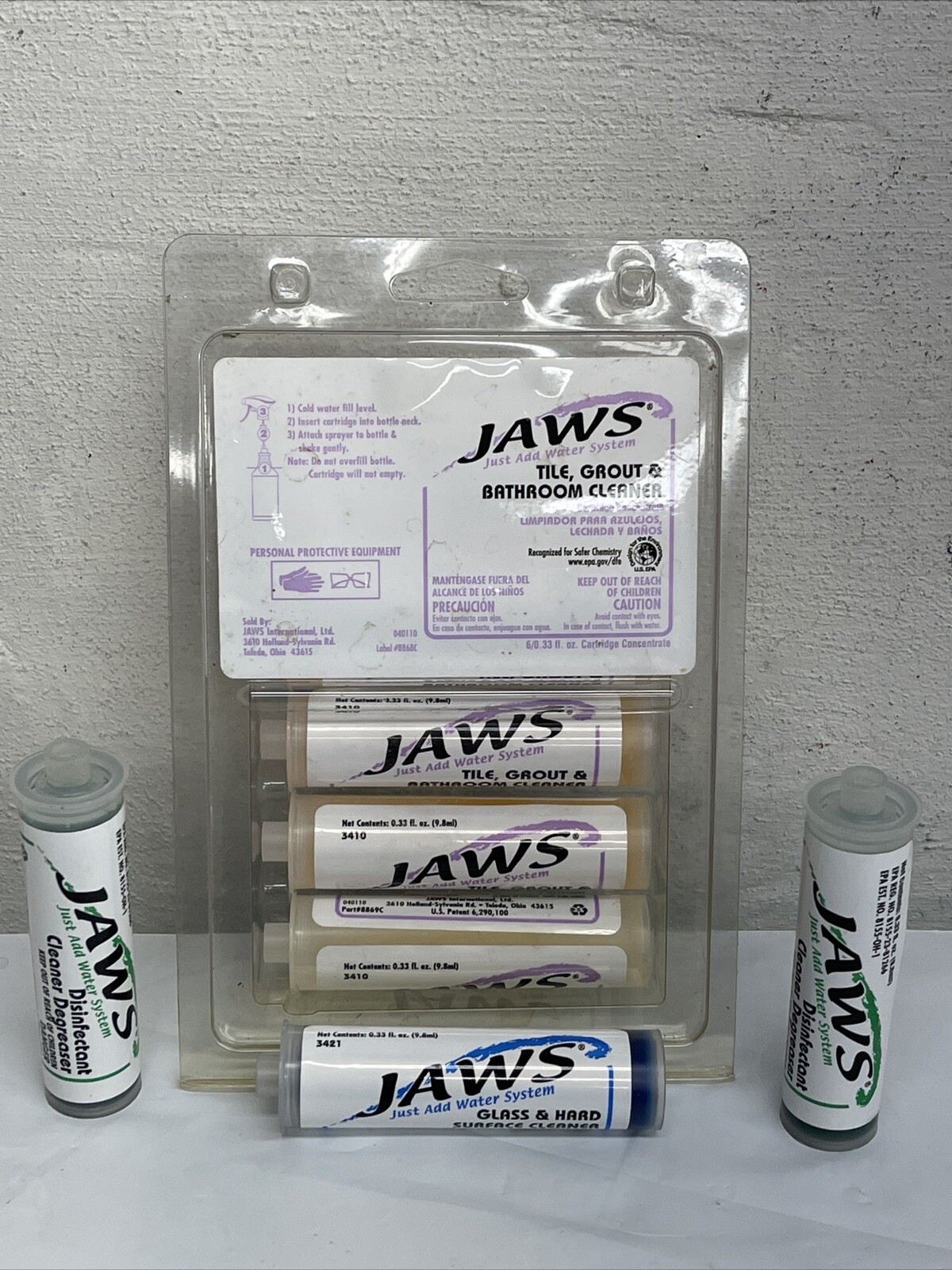 Lot Of 9 Jaws Cleaner Concentrate Capsules 6 Tile/Grout 2 Multi Purpose 1 Glass