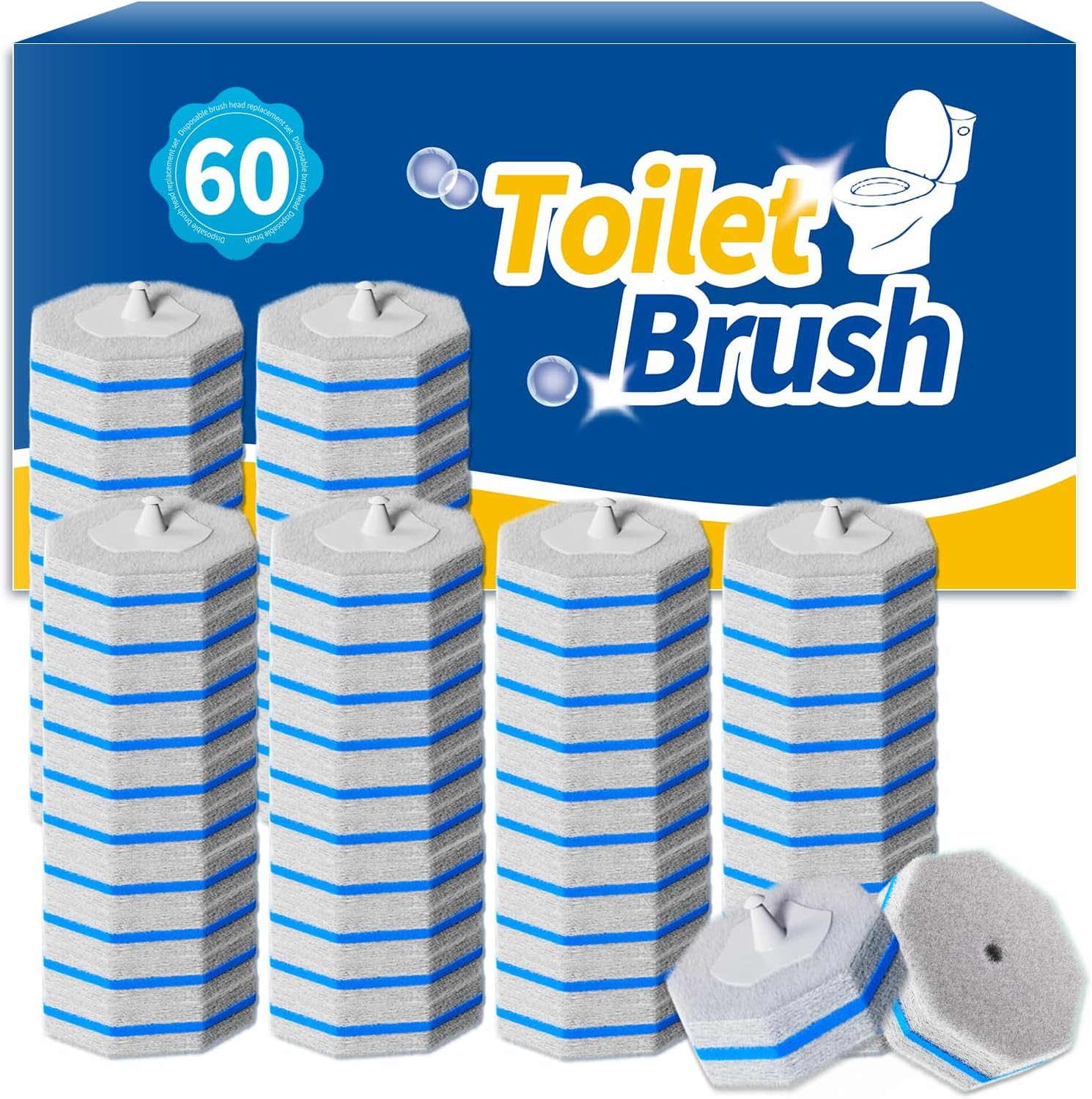 60PCS Toliet Wand Refills Compatible with Clorox Toliet Wand Disposable Toilet B