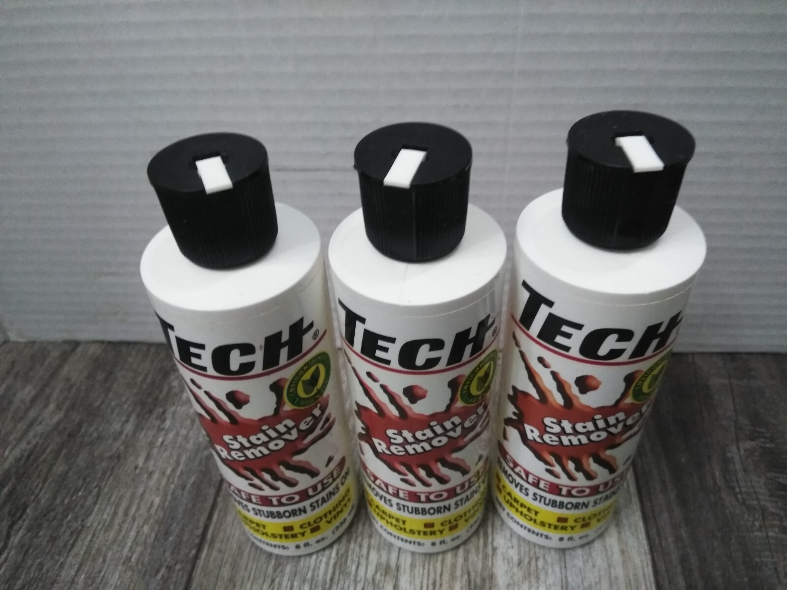 Tech STAIN REMOVER Liquid Multi Purpose Non-toxic Carpet Clothing 8.oz (3pk)