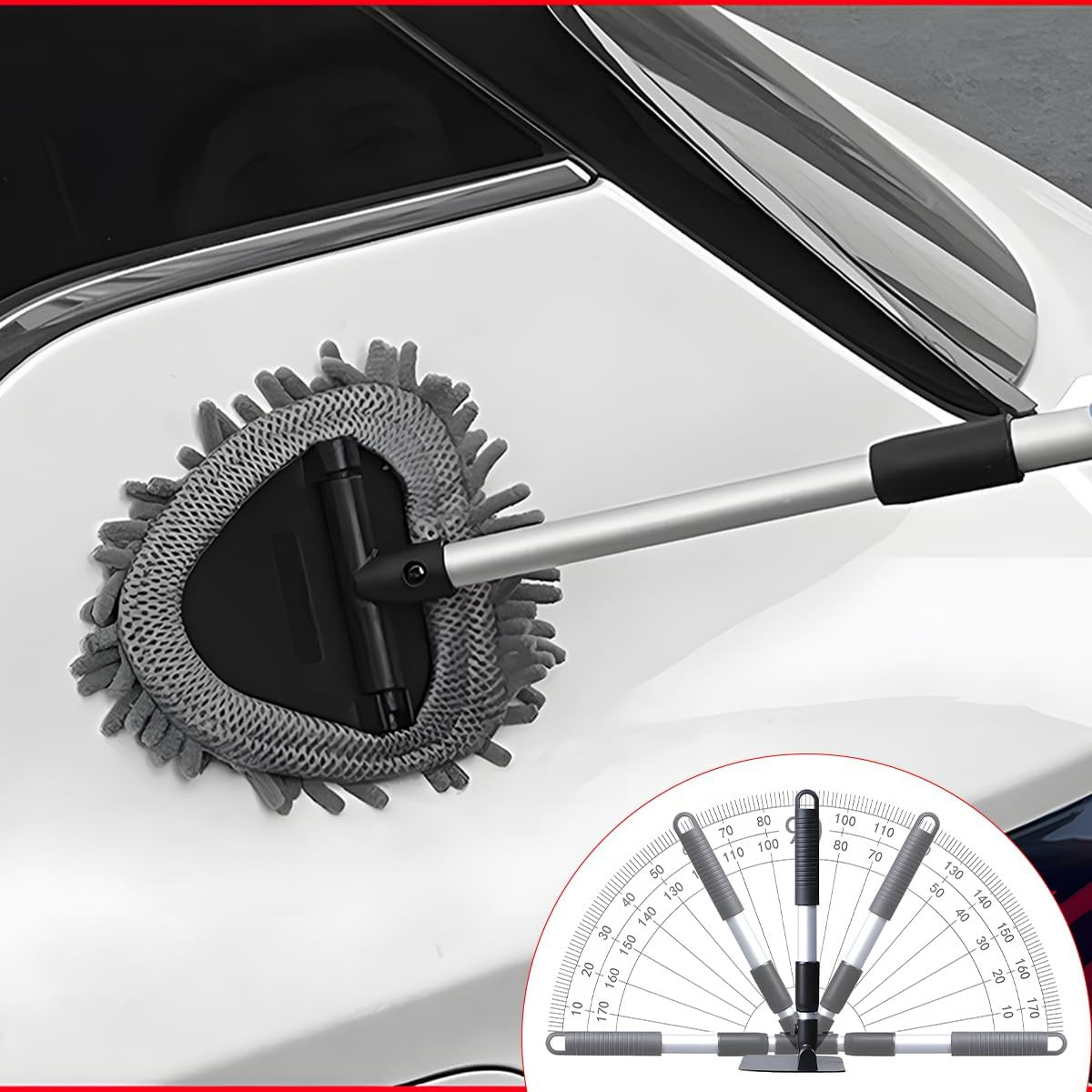 Car Windshield Cleaning Tool, Extendable Handle Vehicle Window Cleaning Kit with