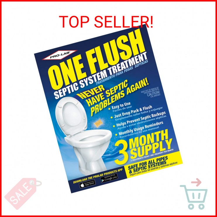 ONE FLUSH – Septic Tank Treatment Packets, 3-Month Supply of Easy-Flush Bacteria