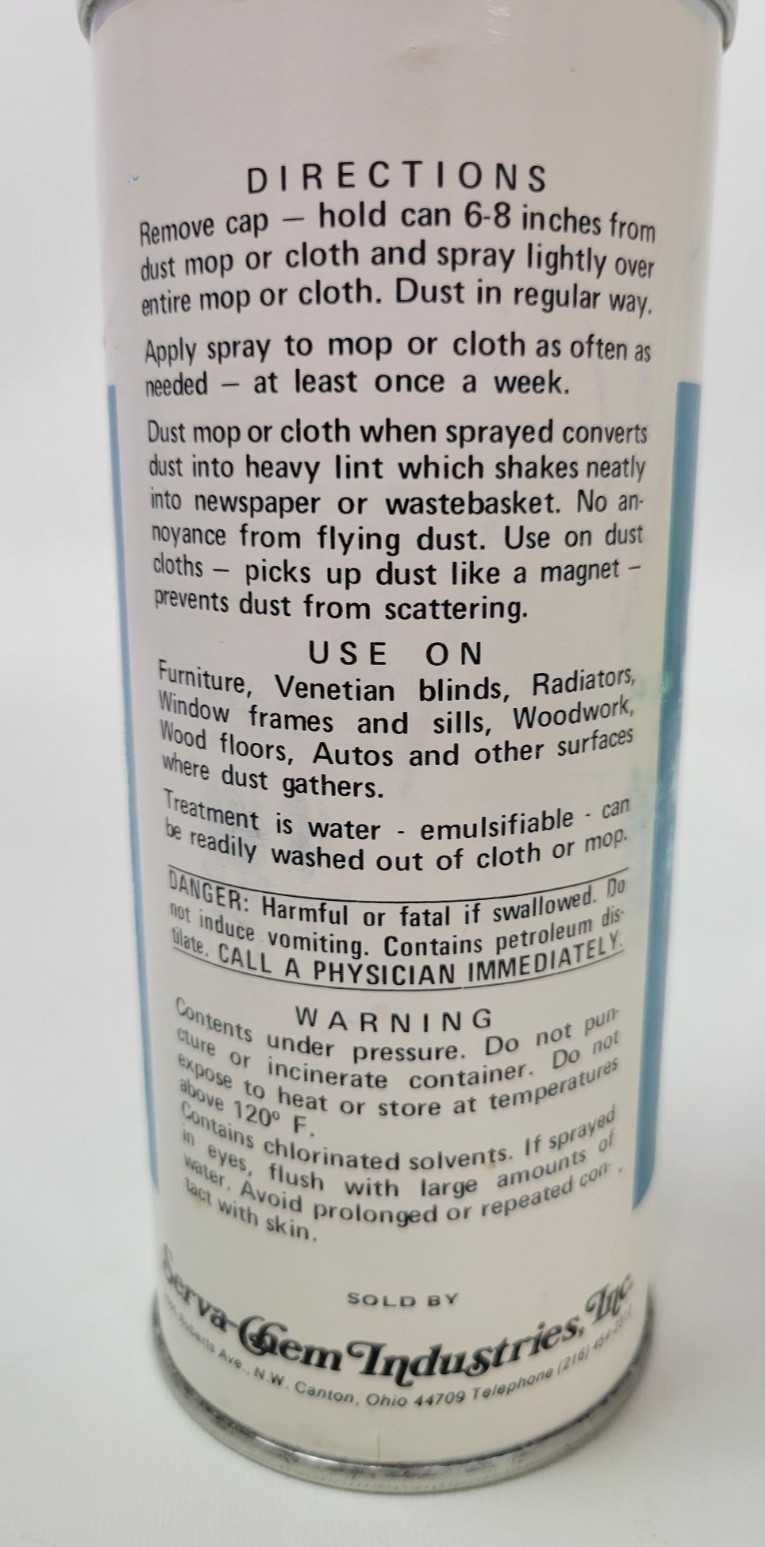 Vtg SC Serva Chem Skat Treatment for Dust Mops 12oz Spray Can