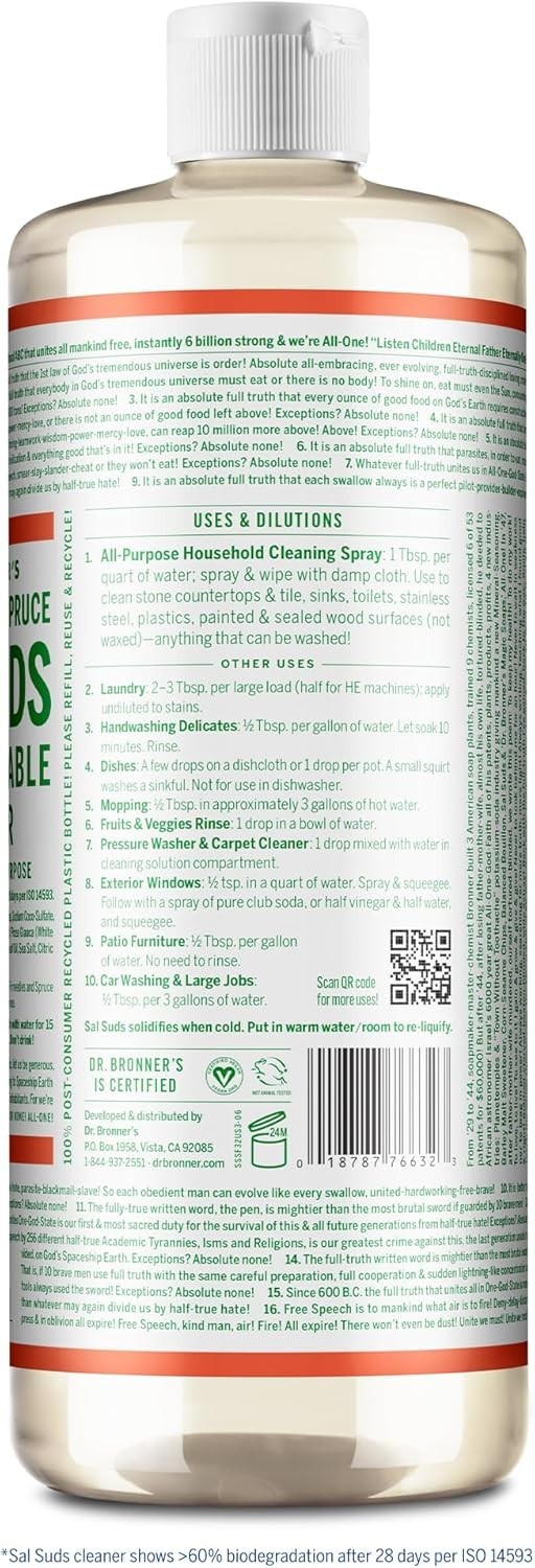 Dr. Bronner’S – Sal Suds Biodegradable Cleaner (32 Ounce) – ***2 PACK****