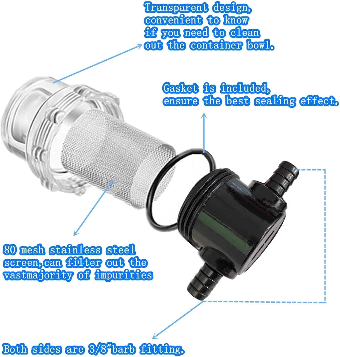 2PC Water Pump Filter, 1/2 Inches Water Inlet Filter Compatible W Color: Small