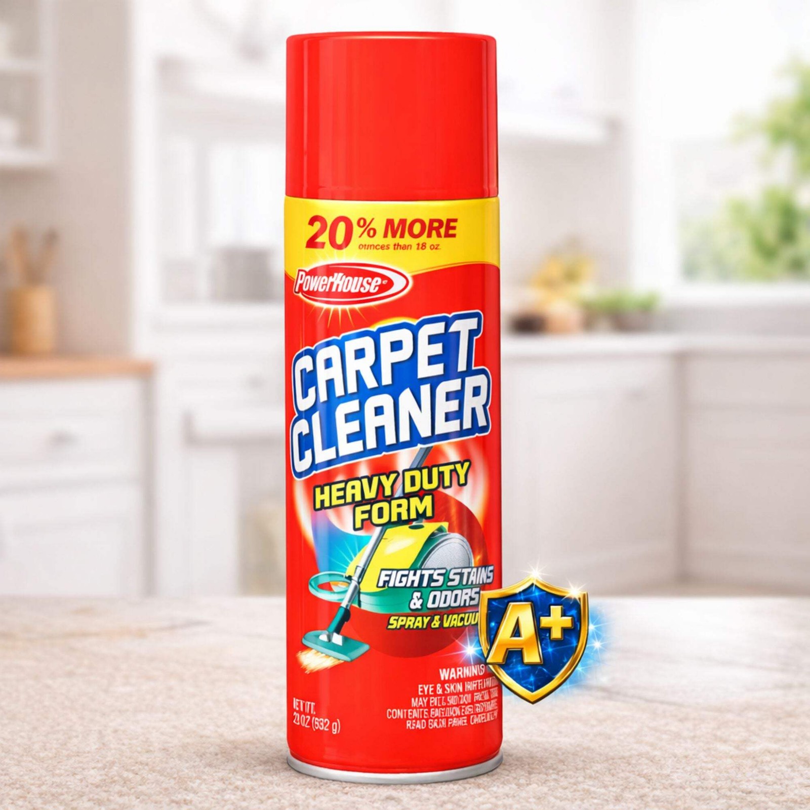 20oz Carpet Cleaner Foam: Heavy Duty Stain Odor Removal Spray PowerHouse