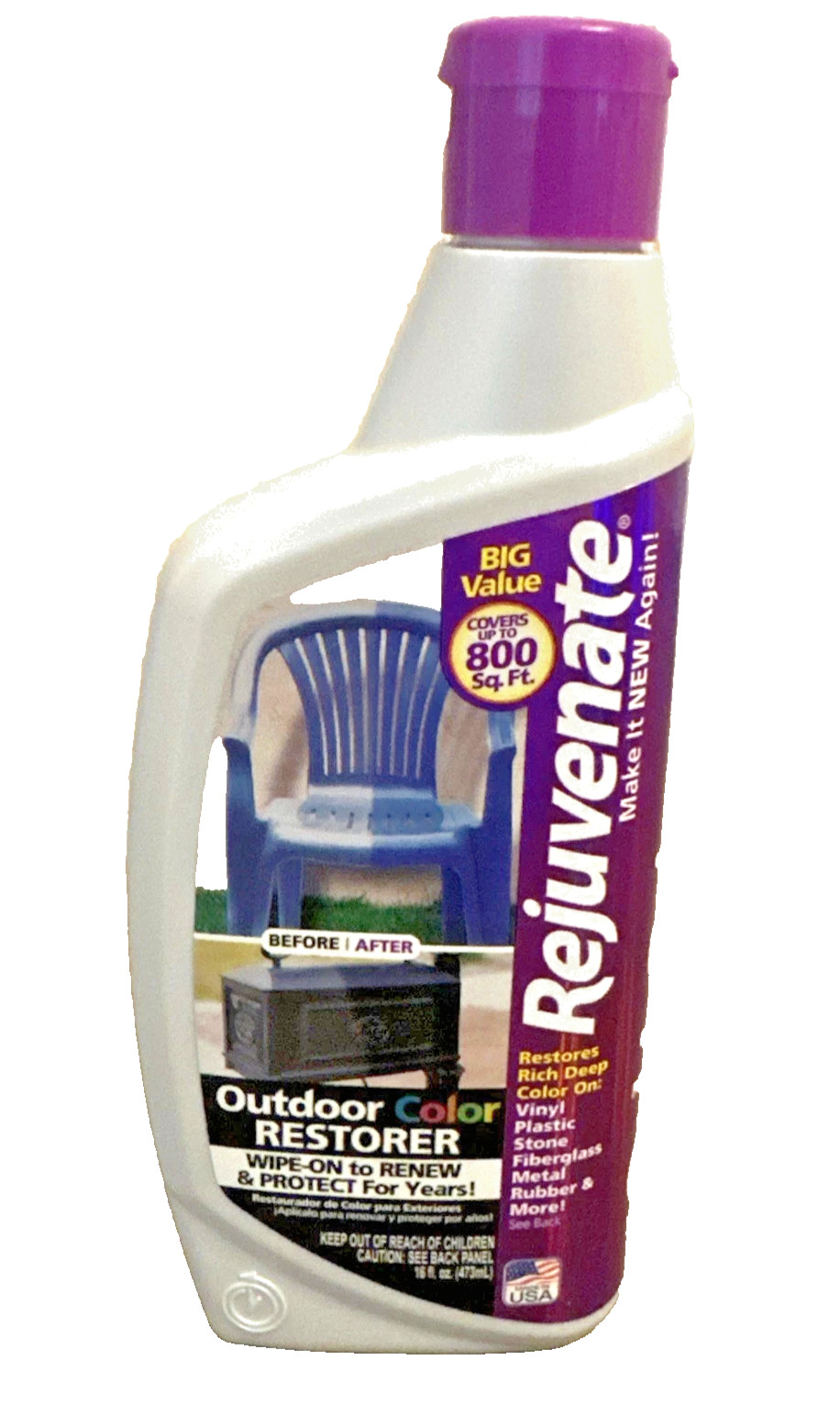 Rejuvenate Outdoor Color Restorer 16 oz Patio Furniture Cleaner Wipe On NEW