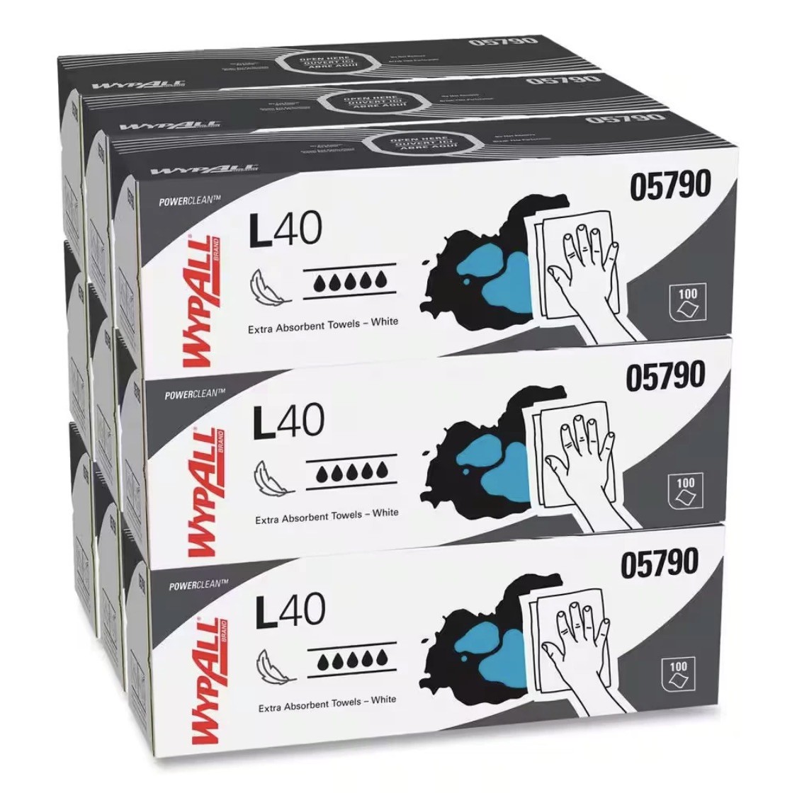 Wypall L40 Towels, POP-UP Box, White, 16-2/5 In. X 9-4/5 In., 100/Box, 9 Boxes