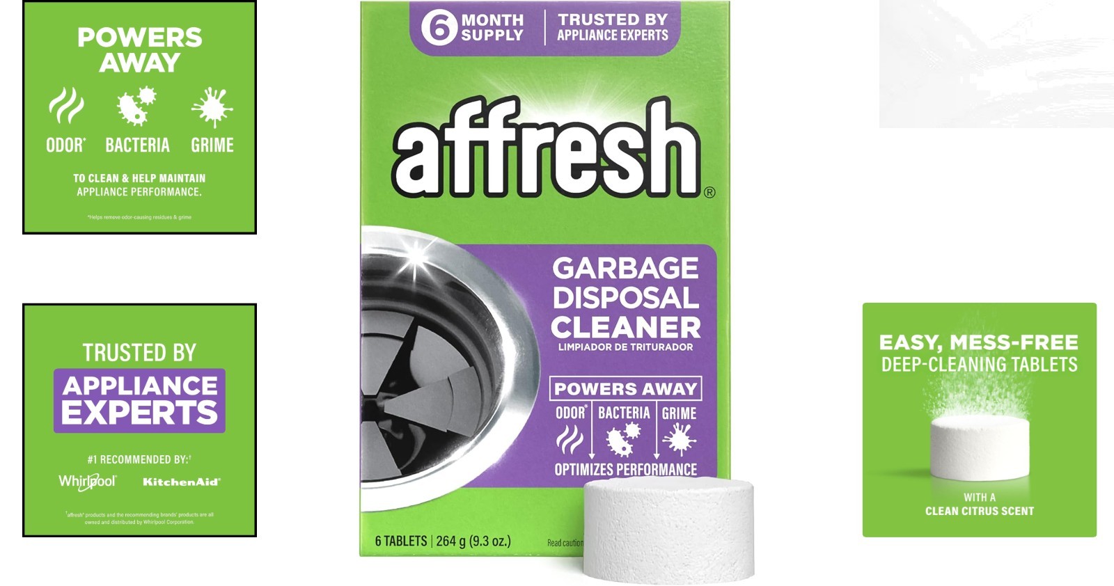 EPA-Certified Garbage Disposal Cleaner Tablets – Fresh Citrus Scent, 6 Count