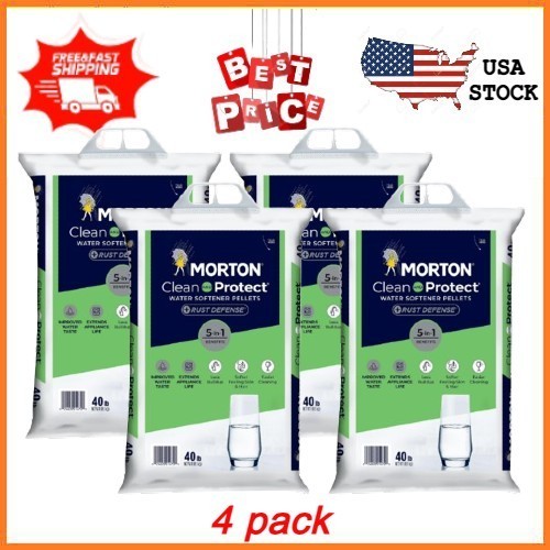4 pack Morton Clean Protect Plus Rust Defense Water Softener Salt Pellets 40lb