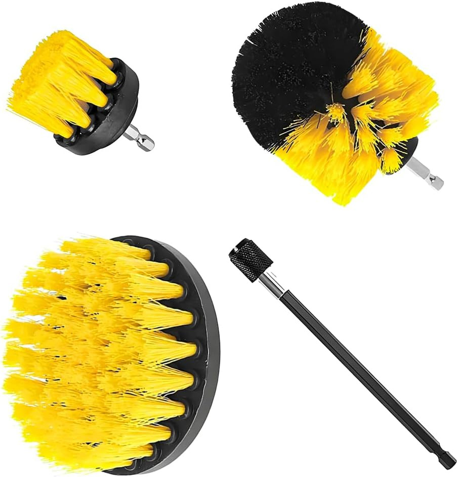 4Pcs/Set Car Drill Brush Attachment Set, Vehicle Drill Scrub Brushes Kit with Ex