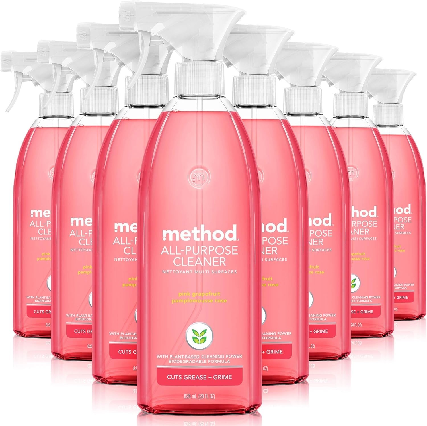 Eco-Friendly All-Purpose Cleaner Spray – Pink Grapefruit Scent, 8 Pack (28 Oz)