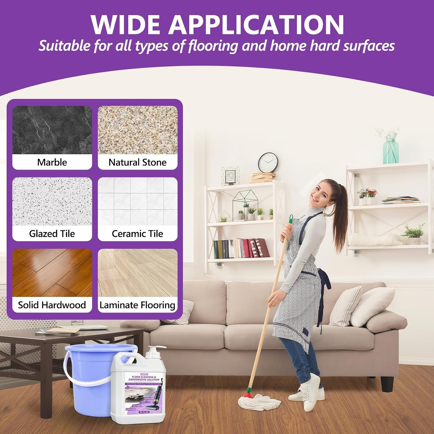 Gentle Yet Powerful Floor Cleaning Solution – 85 FL OZ with Lavender Aroma