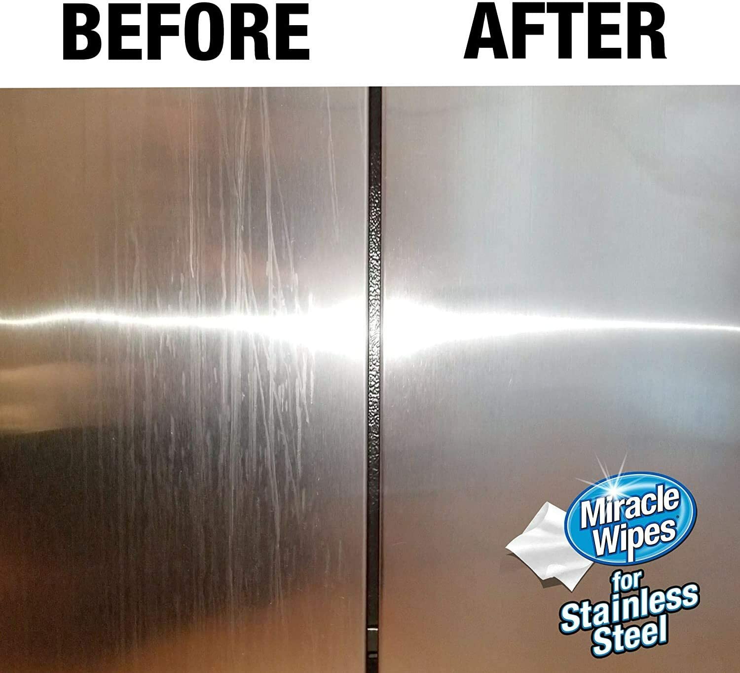 Miracle Brand STAINLESS STEEL APPLIANCE RANGE Streak-Free Cleaner Wipes 60ct