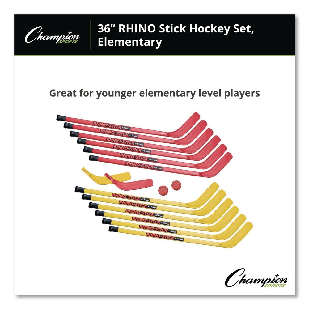 Champion Sports HS36SET 12 Sticks, 2 Pucks Indoor ABS Kids Hockey Set (1-ST) New
