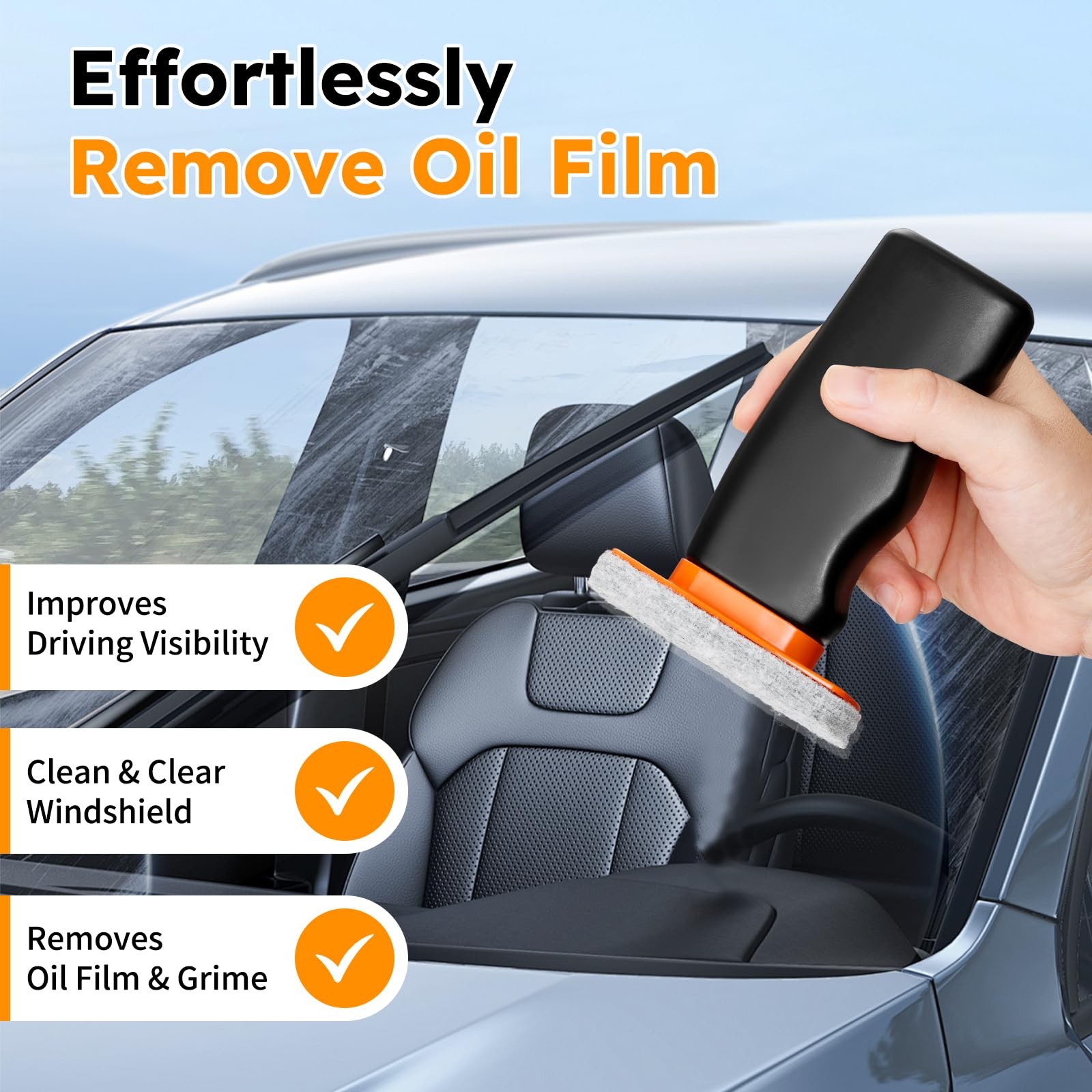 Glass Oil Film Remover for Car Windshield, Handheld Roll-On Glass Emulsion Cl…