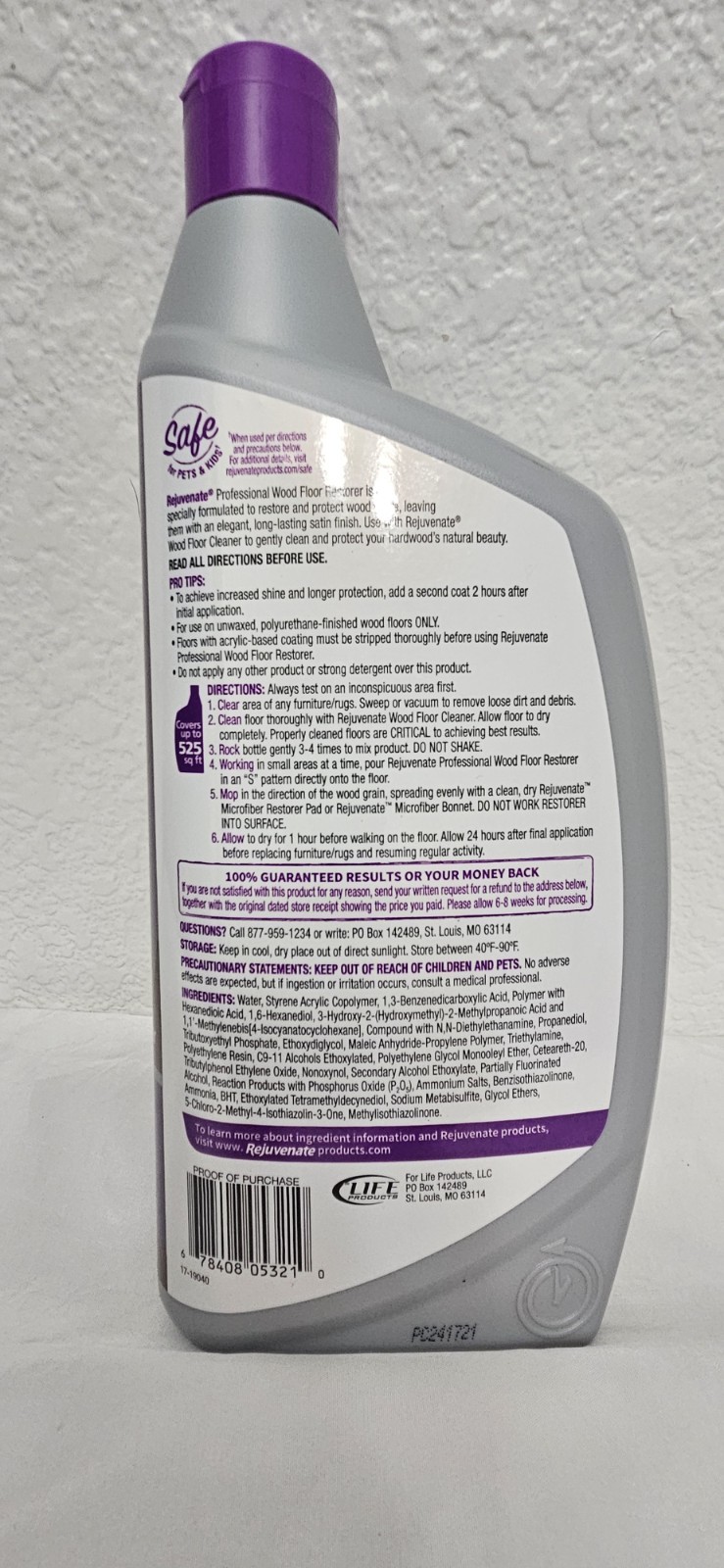 Rejuvenate Professional Wood Floor Restorer 32oz Satin Finish Polishing Formula
