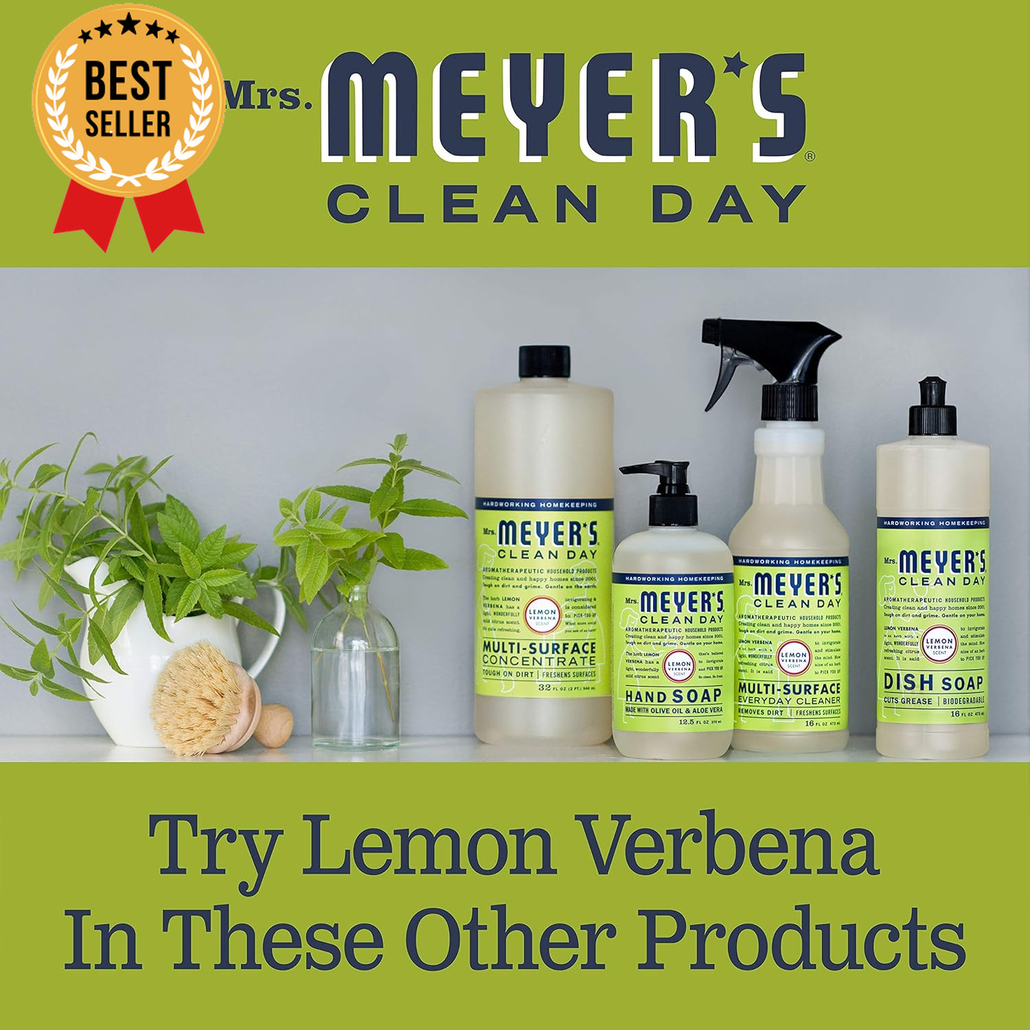 Clean Day Liquid Dish Soap Refill 48oz Biodegradable Lemon Verbena Scent
