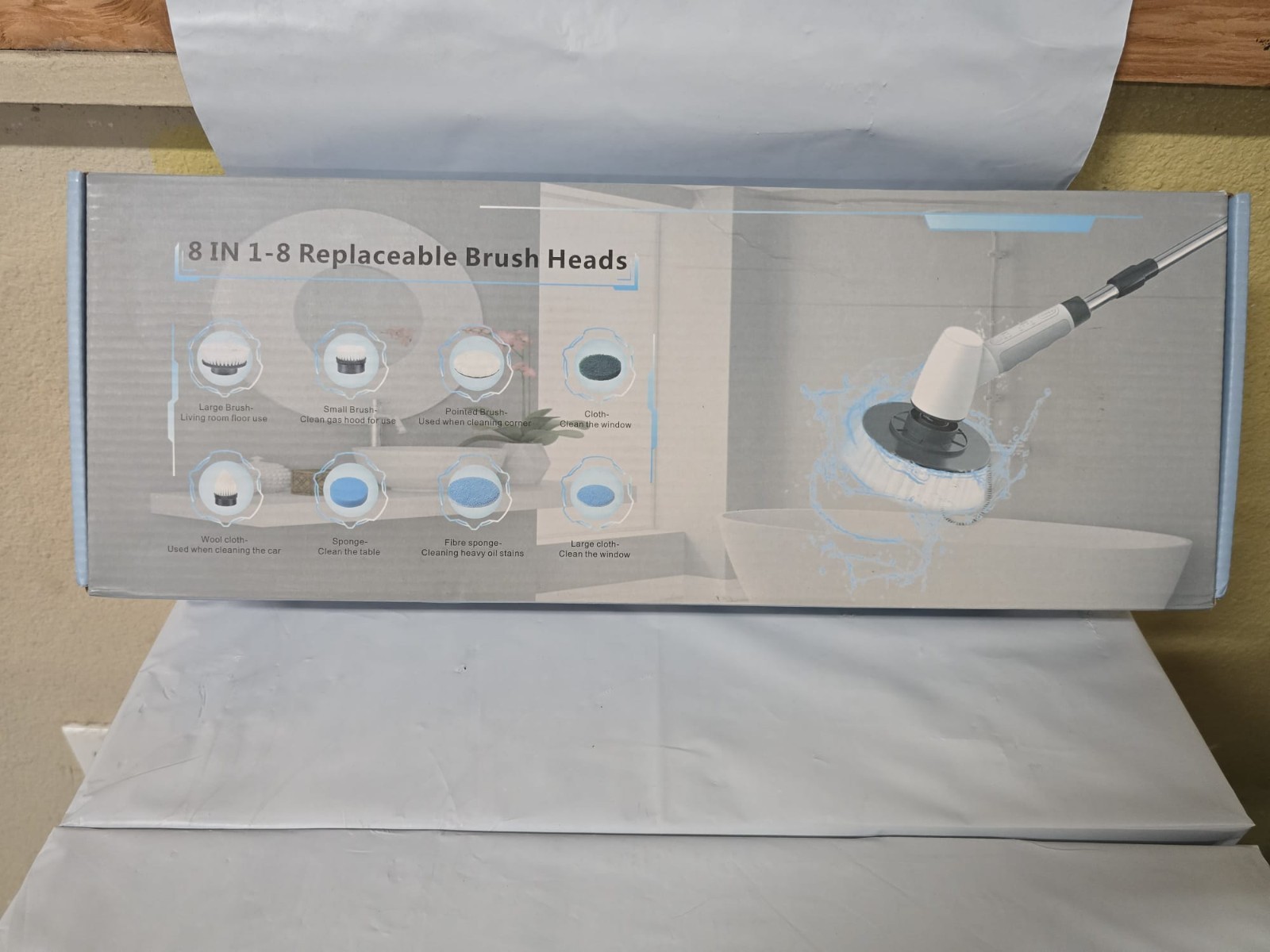 8 IN 1 Electric Spin Scrubber Cordless Power Cleaning Brush Rechargeable Cleaner