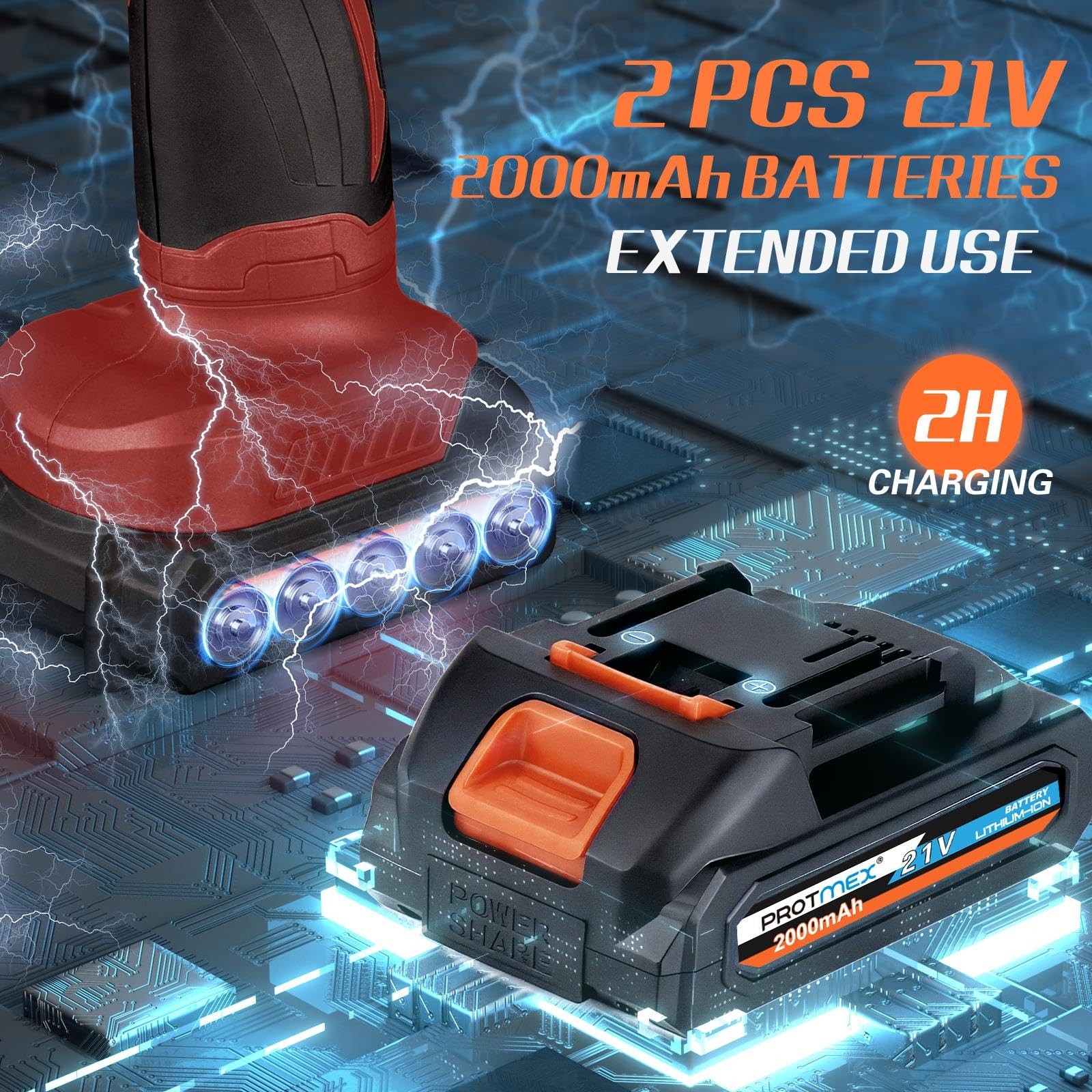 Cordless Car Buffer Polisher Kit with 2 Batteries, 18 Attachments & 6 Speeds