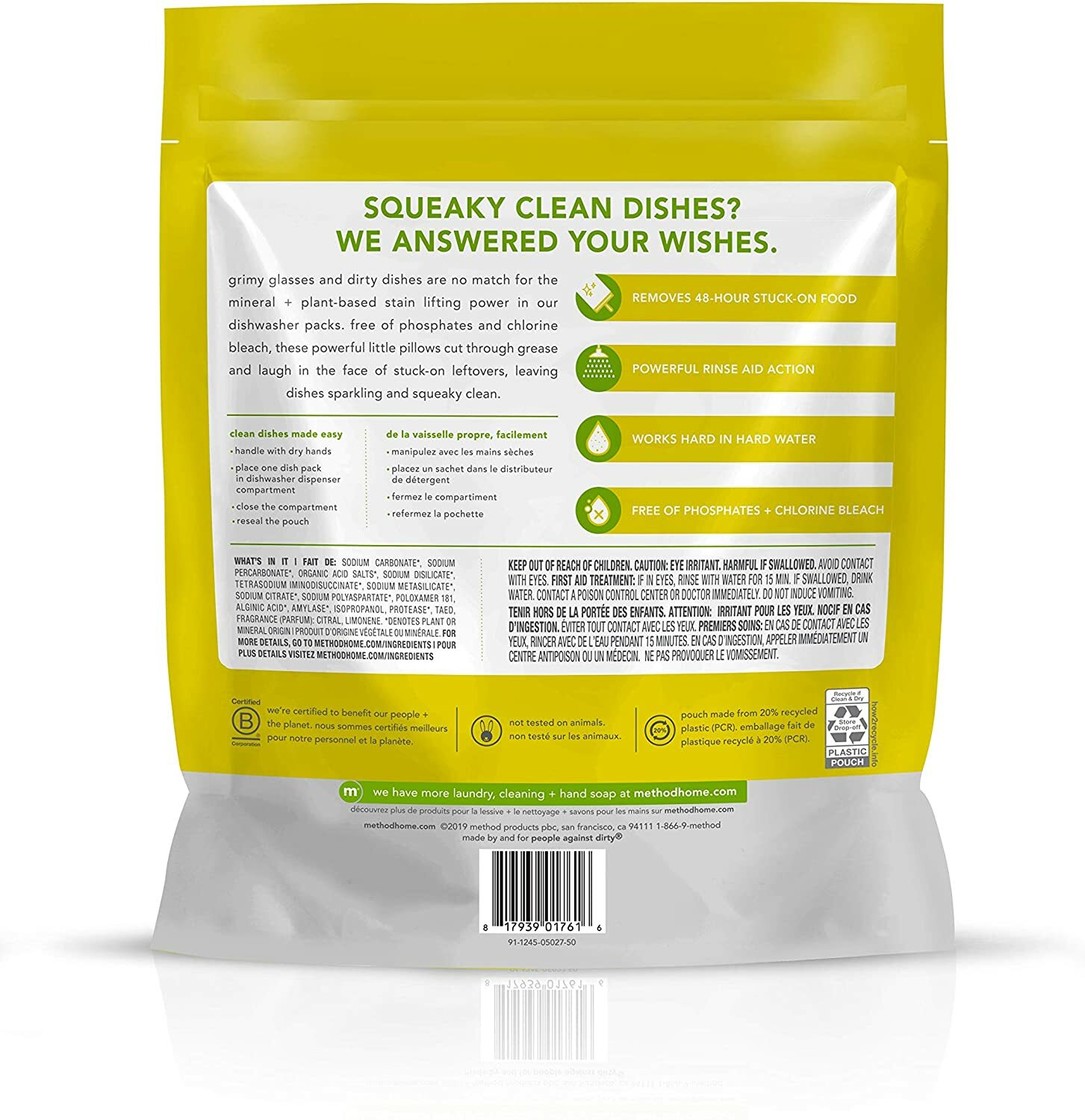 Method Dishwasher Soap Packs, Lemon Mint, 45 Count New