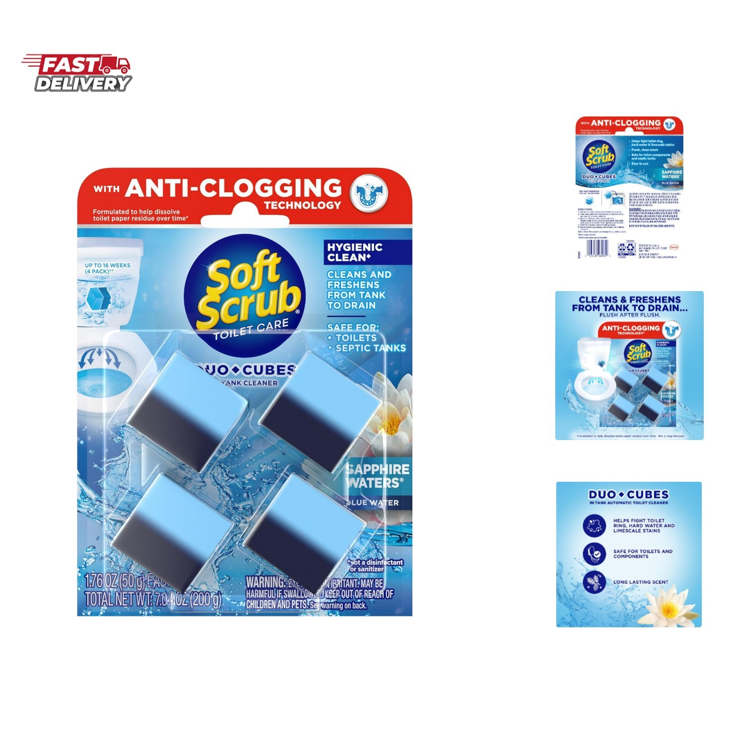 In-Tank Toilet Cleaner Duo-Cubes, Sapphire Waters, 4 Count
