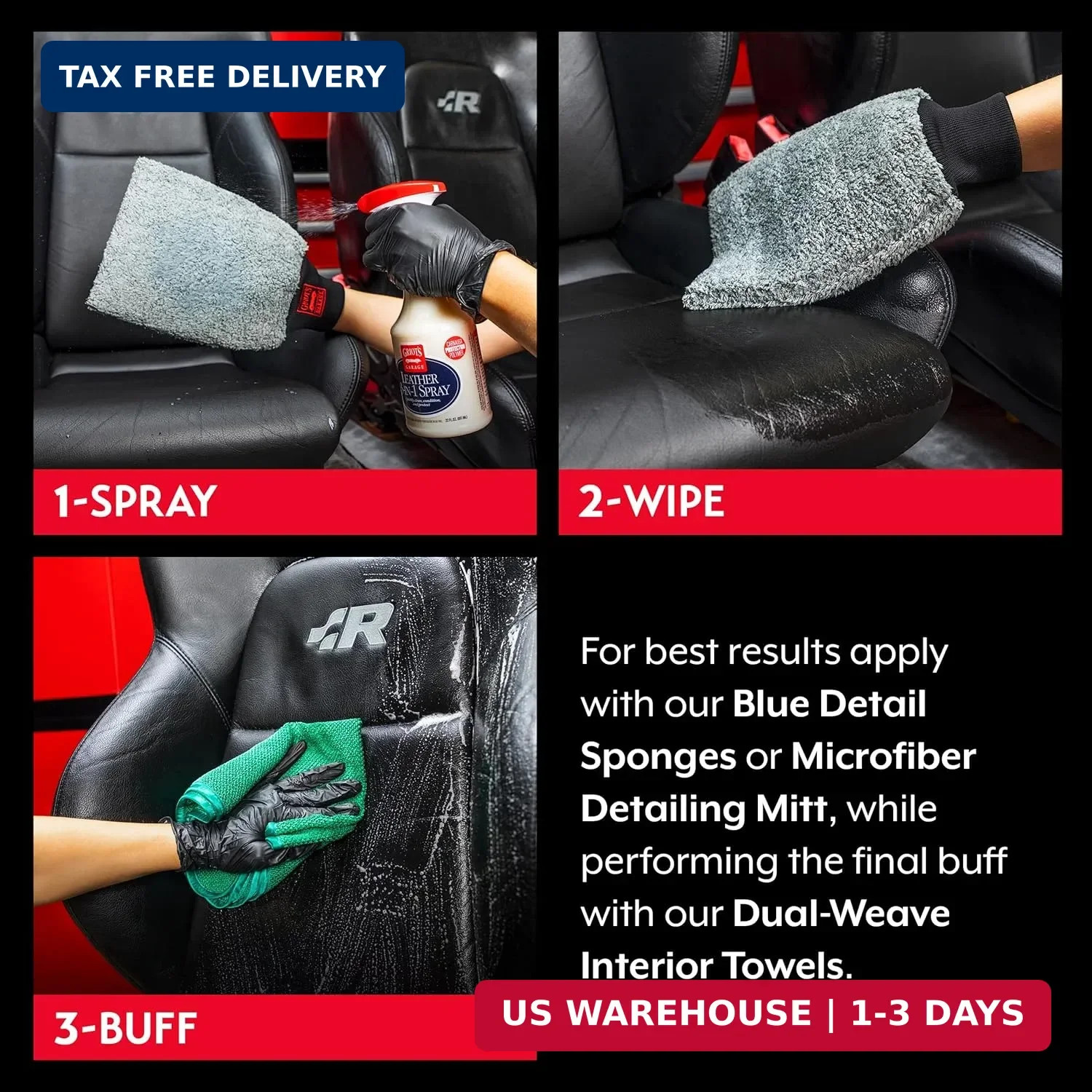 Griot’s Garage Leather 3-in-1 Spray, Cleaner and Conditioner for Leather and Vin