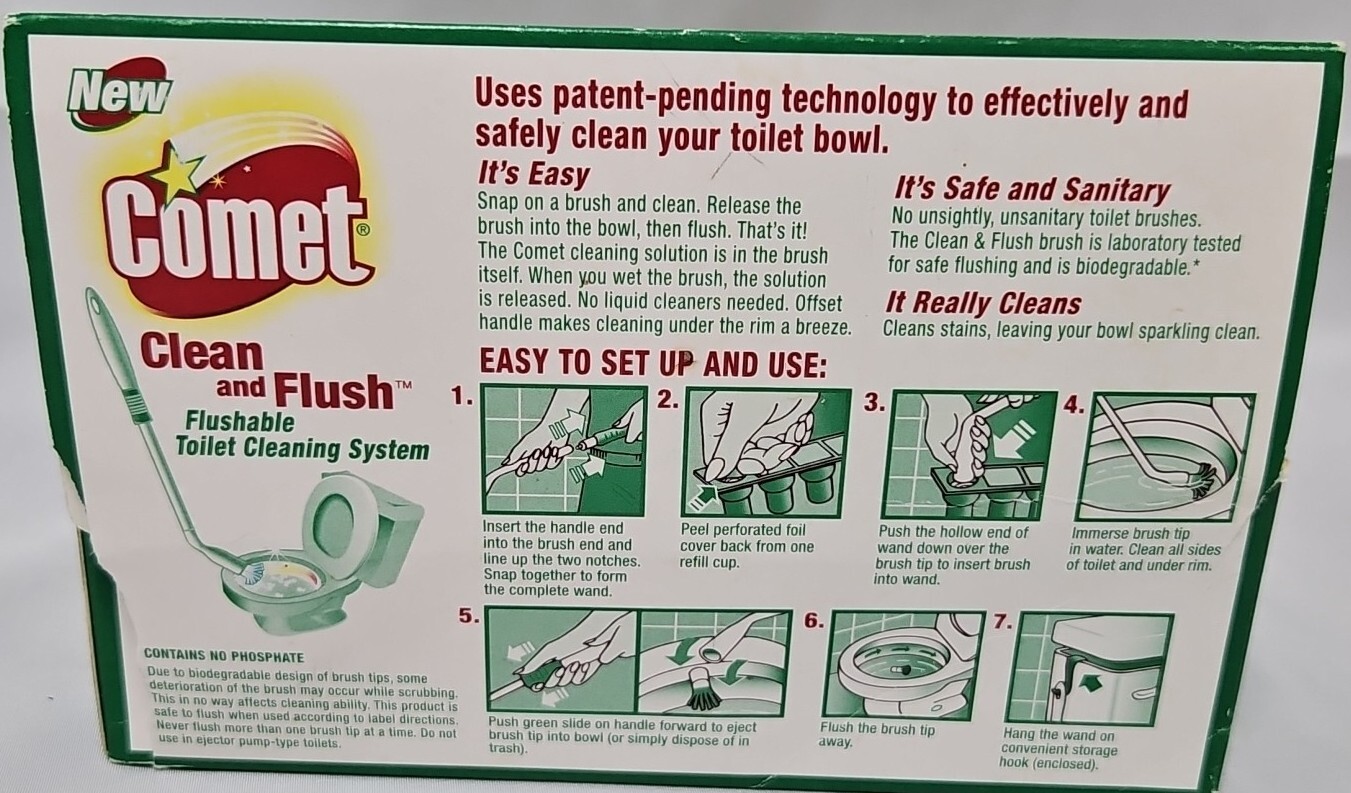 Vintage Comet Clean & Flush Flushable Toilet Cleaning System 8 Refills Open Box
