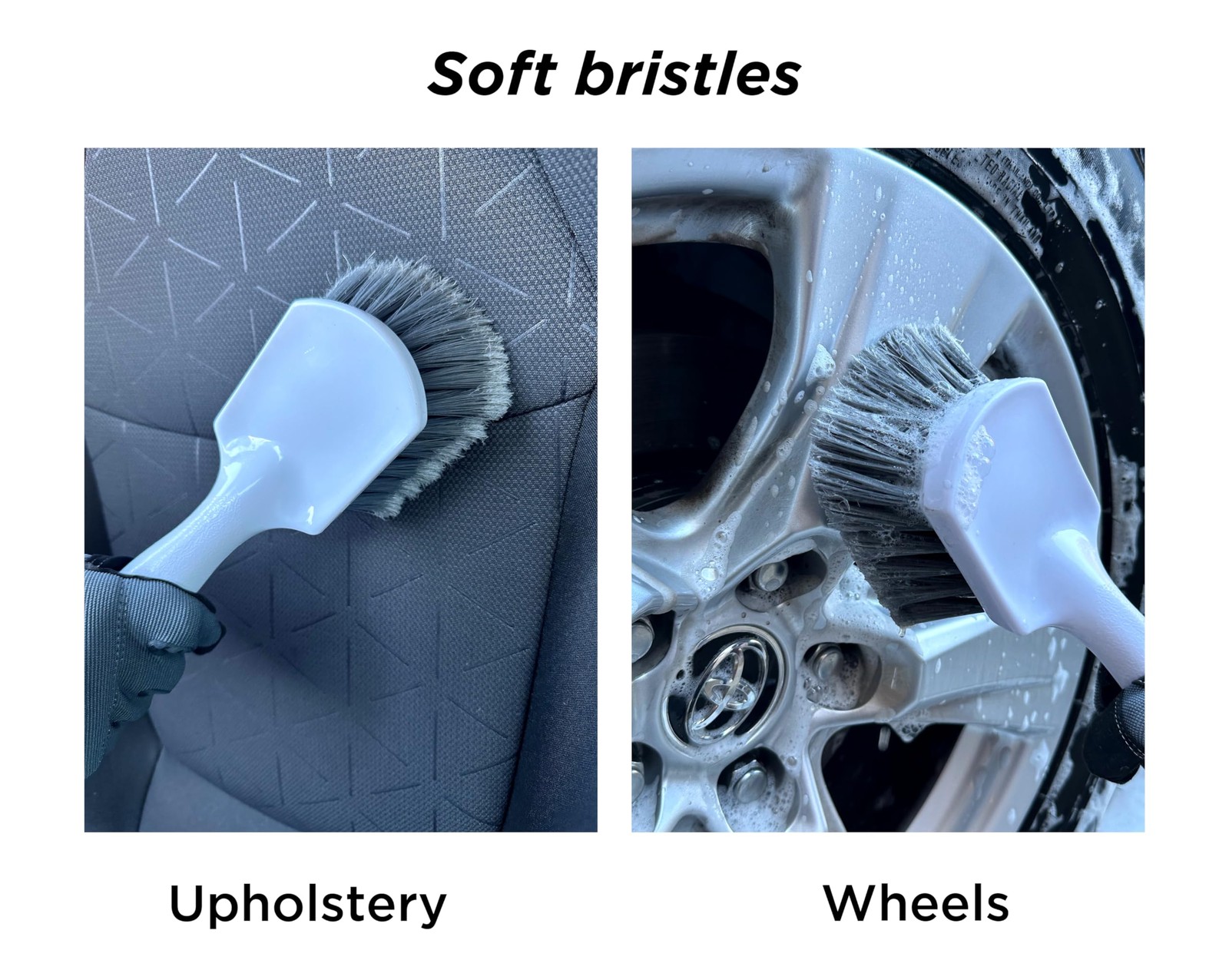 Car Wheel & Tire Brush Deep Cleaning Brush Soft Bristles & Stiff Bristles Pack 2