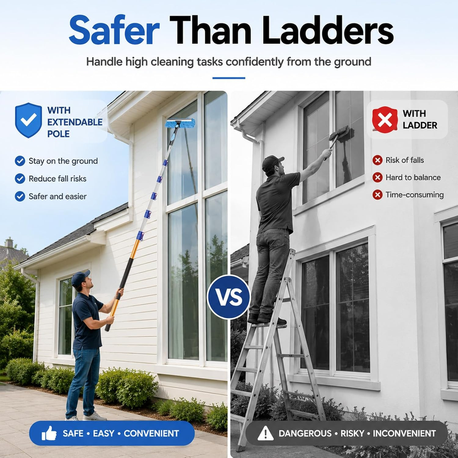 28 FT Exterior House Cleaning Brush Set with 6-21 Foot Telescoping Extension Pol