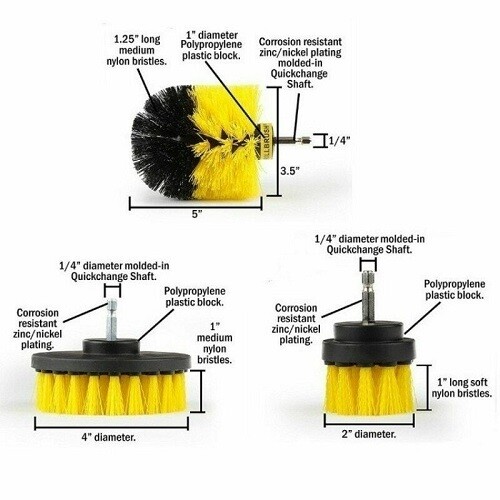 Drill Brushes Set 3pcs Tile Grout Power Scrubber Cleaner Spin Tub Shower Wall