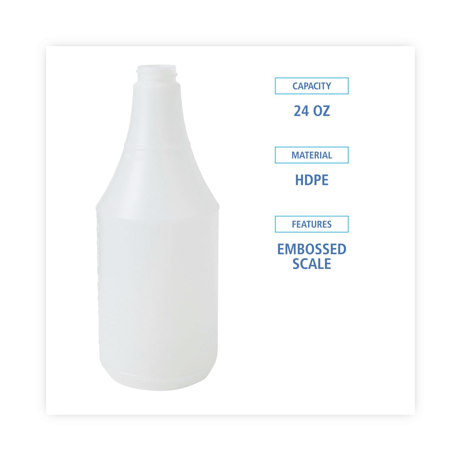 BWK00024 24 Oz. Embossed Spray Bottle – Clear (24/Carton)