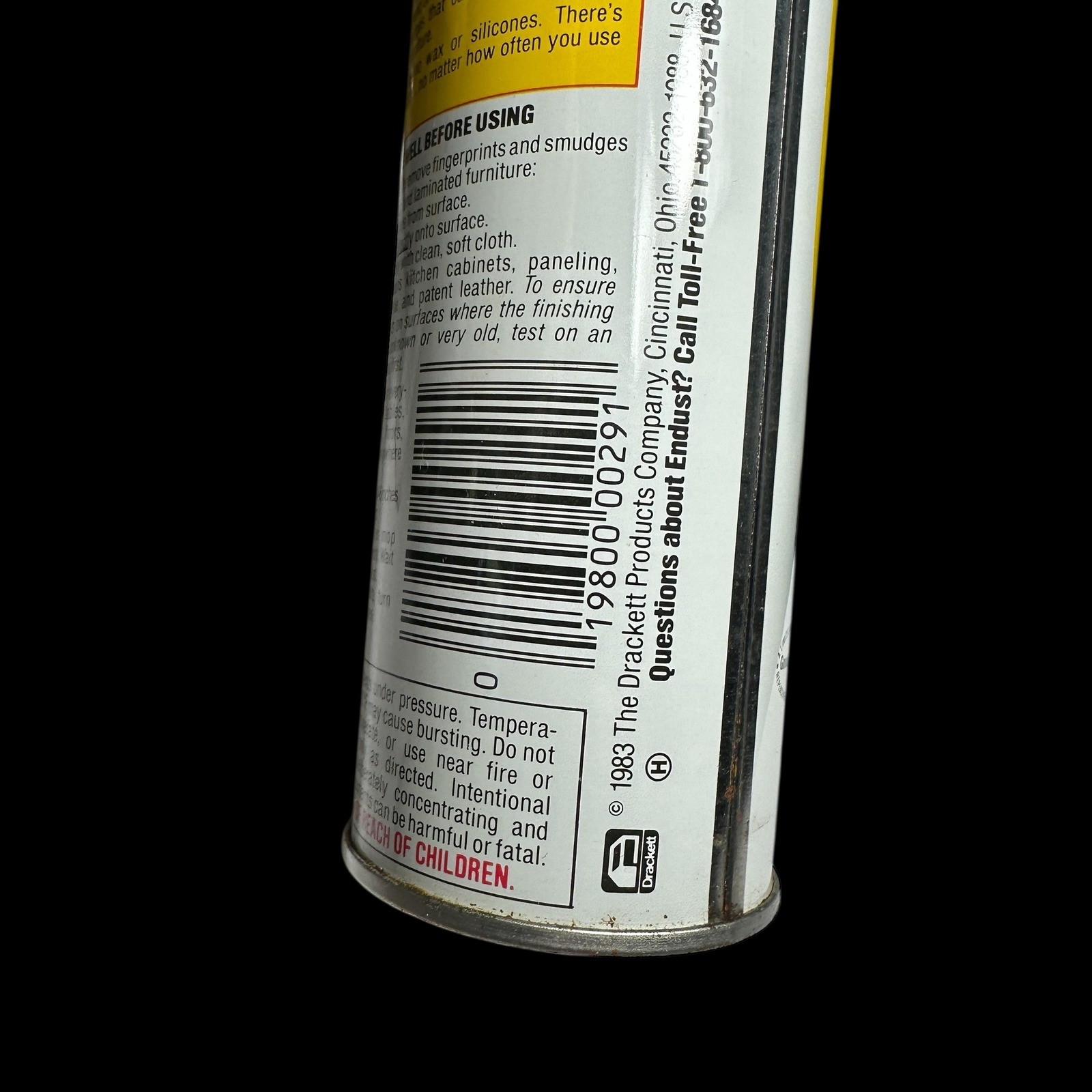 2 Lemon Endust Dusting and Cleaning Spray Cans 6oz Vintage 1983 Rare