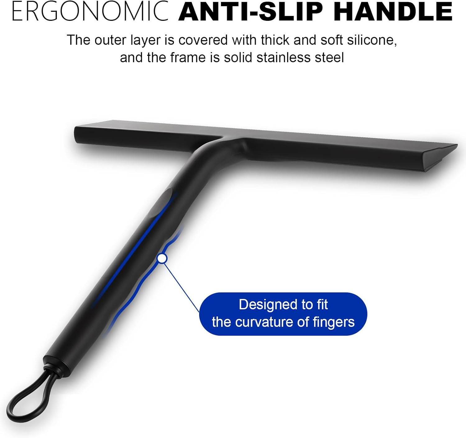 Shower Squeegee for Glass Doors and Bathroom, Stainless Steel with Silicone Blad