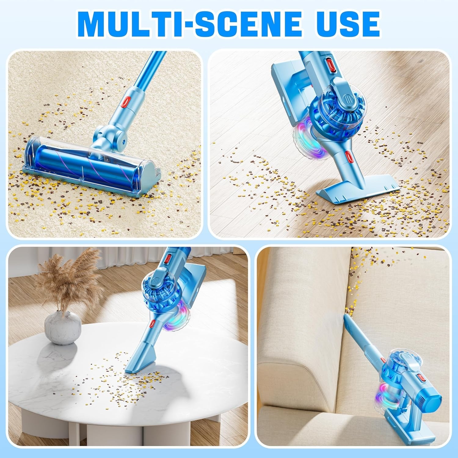 Kids Toy Vacuum Cleaner with Suction Lights and Sound 4-in-1 Cleaning Set for