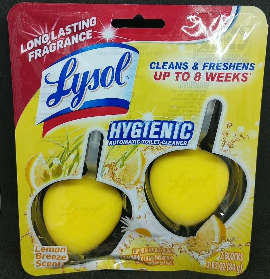 Lysol Hygienic Automatic Toilet Bowl Cleaner Lemon Long Breeze 2 Blocks 8 g New