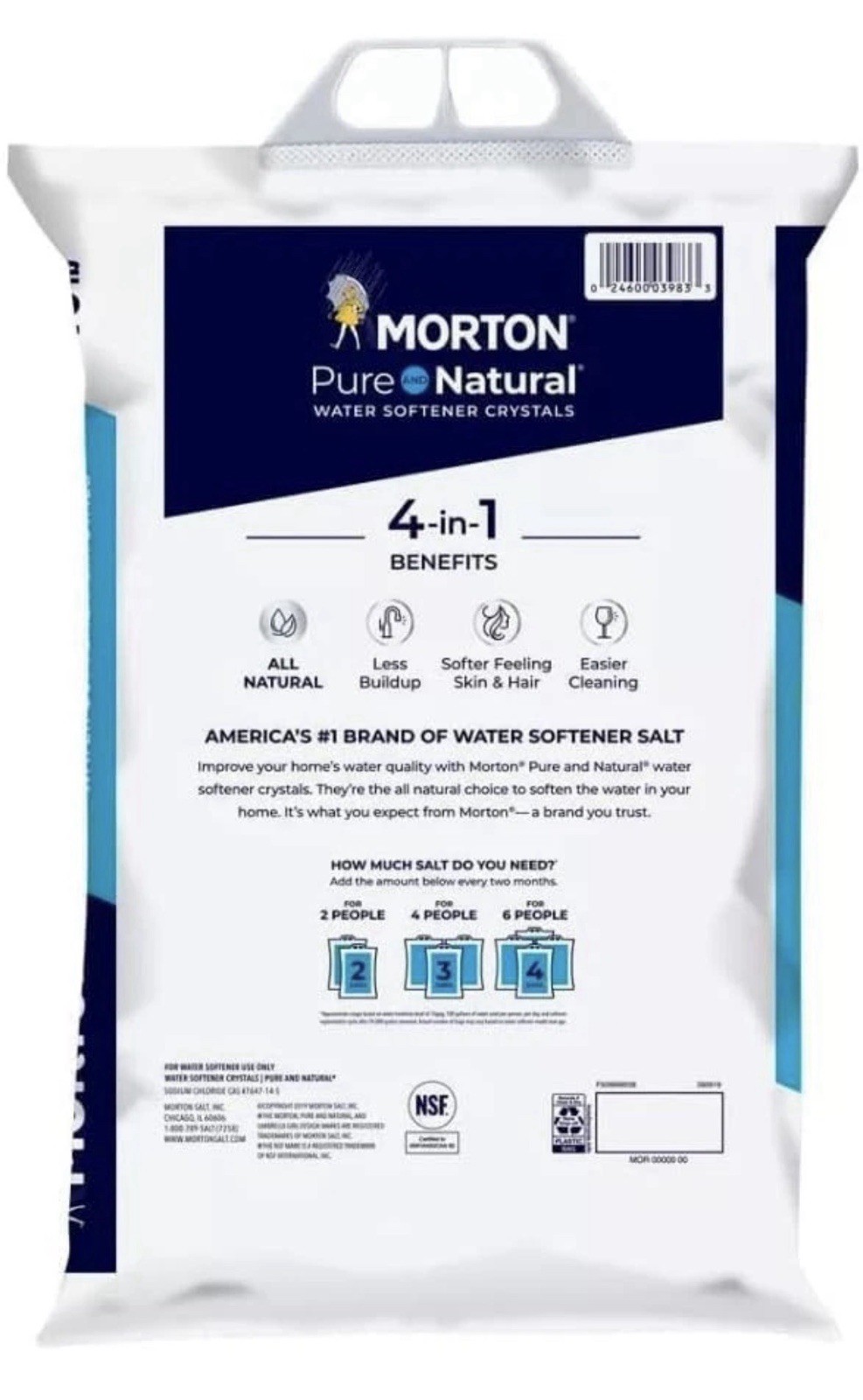 (6 PK) Morton Pure & Natural 4-in-1 Water Softener Salt Crystals 40 lb