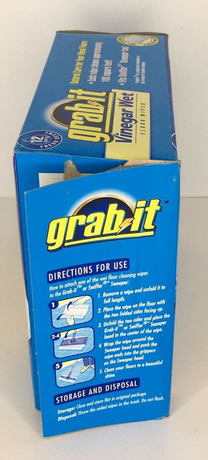 Pledge Grab It Vinegar Wet Floor Wipes 12 Ct Natural Care for Wood Floors DISC!