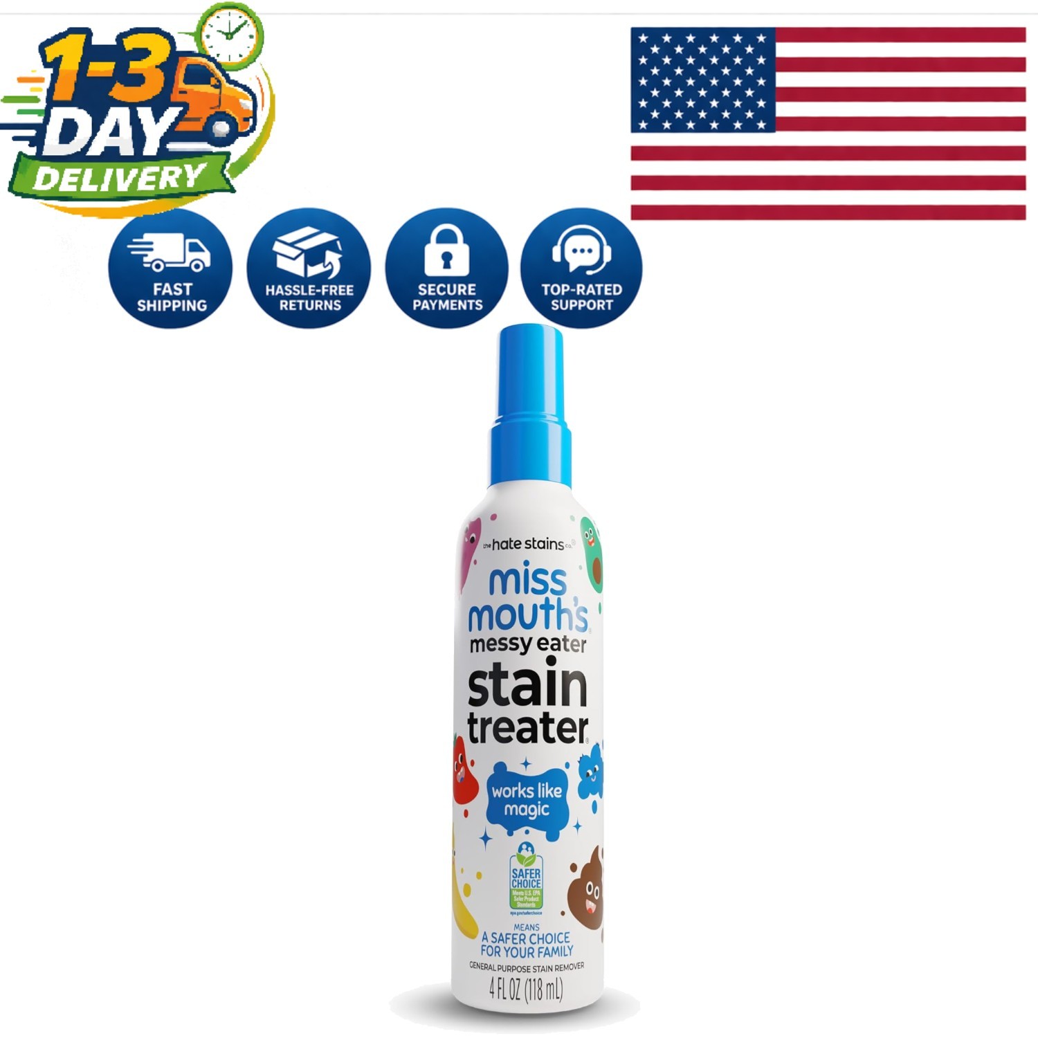 Messy Eater Stain Treater Spray – 4oz Biodegradable Stain Remover for Baby