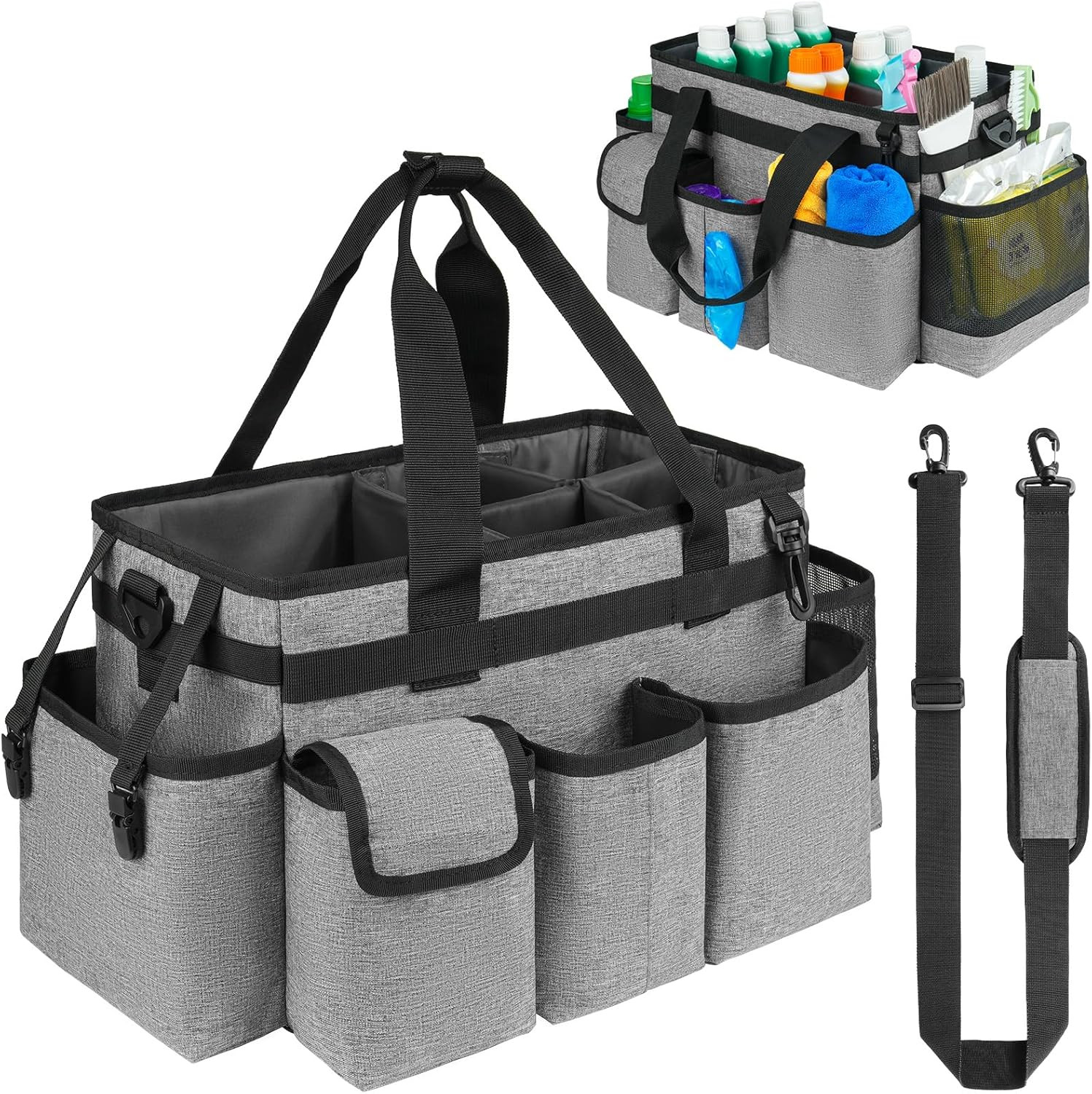 Cleaning Caddy,Cleaning Bag for Housekeepers,Cleaning Supplies Organizer with Ha