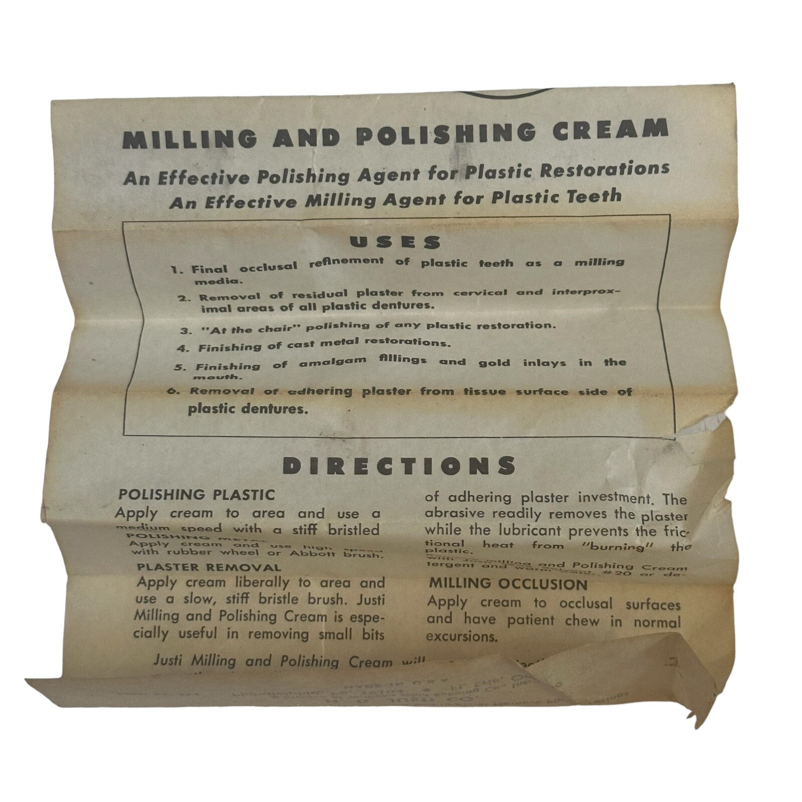 Vtg WJ Milling Metal Cleaning Polishing Creme Cream Metal Tube Tv Prop READ