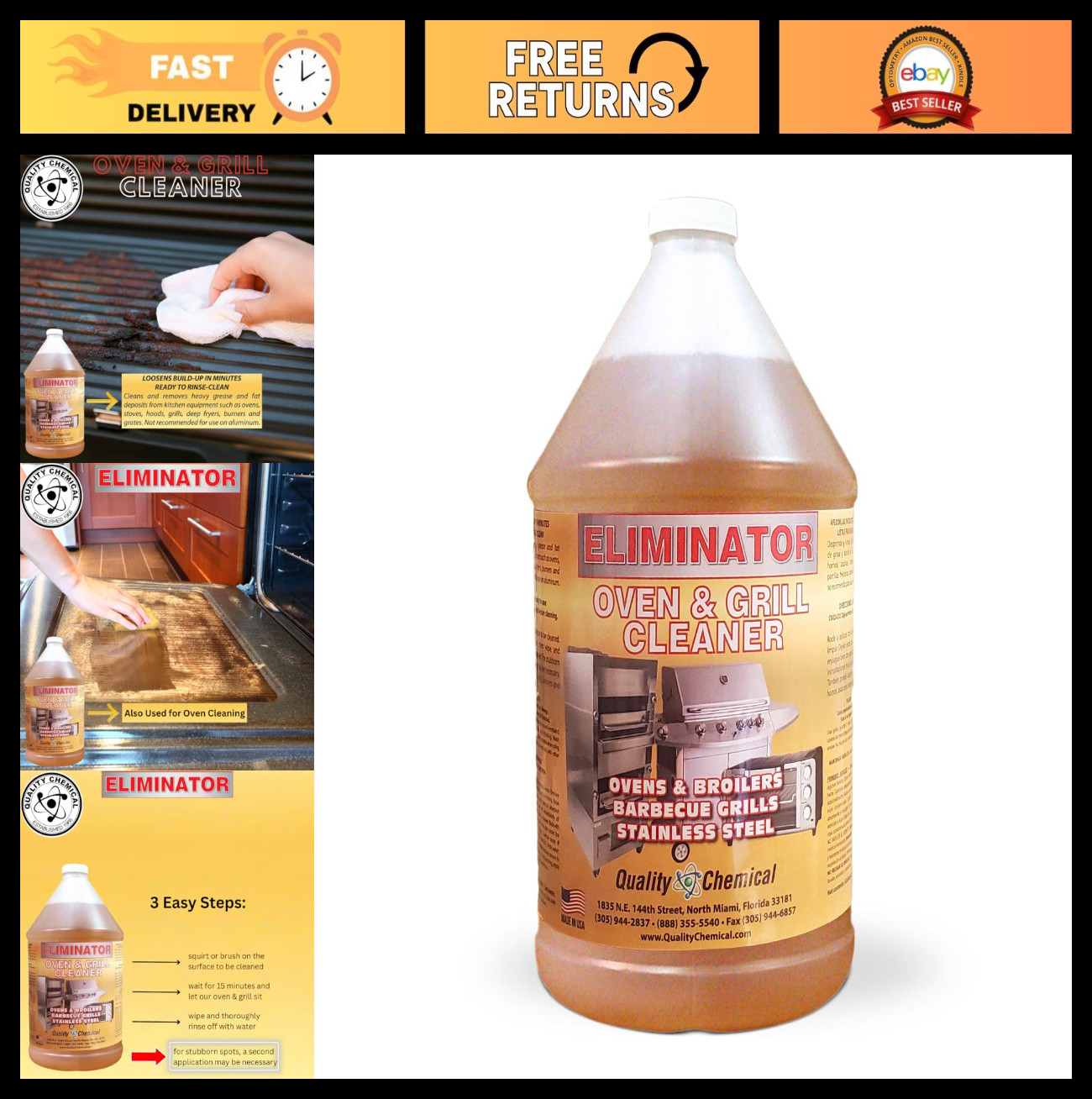 Heavy-Duty Oven & Grill Cleaner – Fast Acting Degreaser, Easy to Use, 128 oz