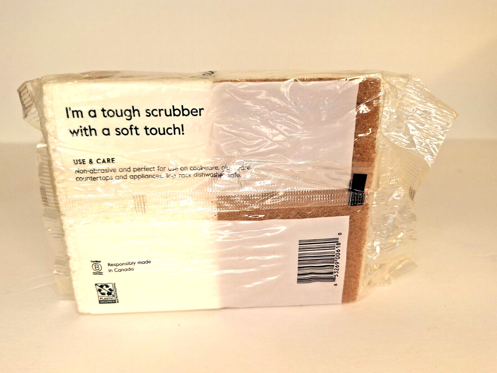 Grove Collaborative Walnut & Cellulose Scrubber Sponge – 2 Pack – NEW