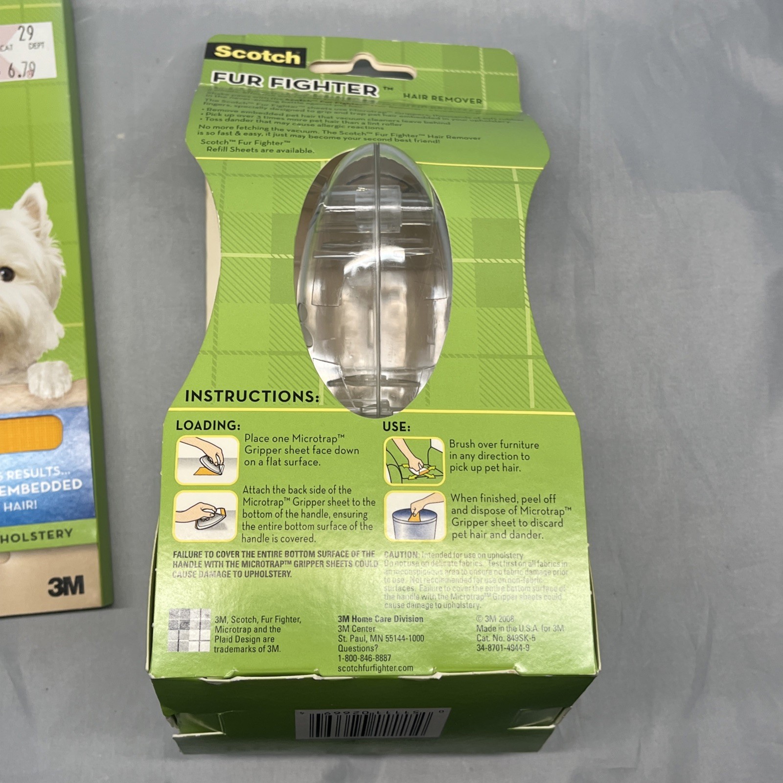 Scotch Fur Fighter Pet Dog Cat Hair Remover Handle & 5 Refill Sheets Plus Refill
