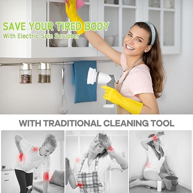 Spin Scrubber New Electric Scrubber for Bathroom Cleaning Tile Grout Tub Stove