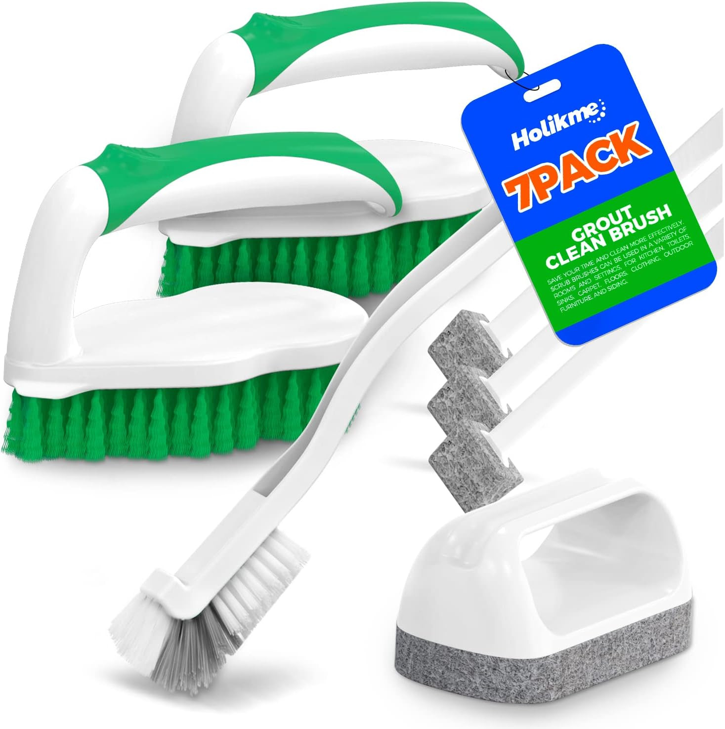 Deep Cleaning Brush Set Scrub Brush & Grout Scrub Pads with Scraper Tip Best New
