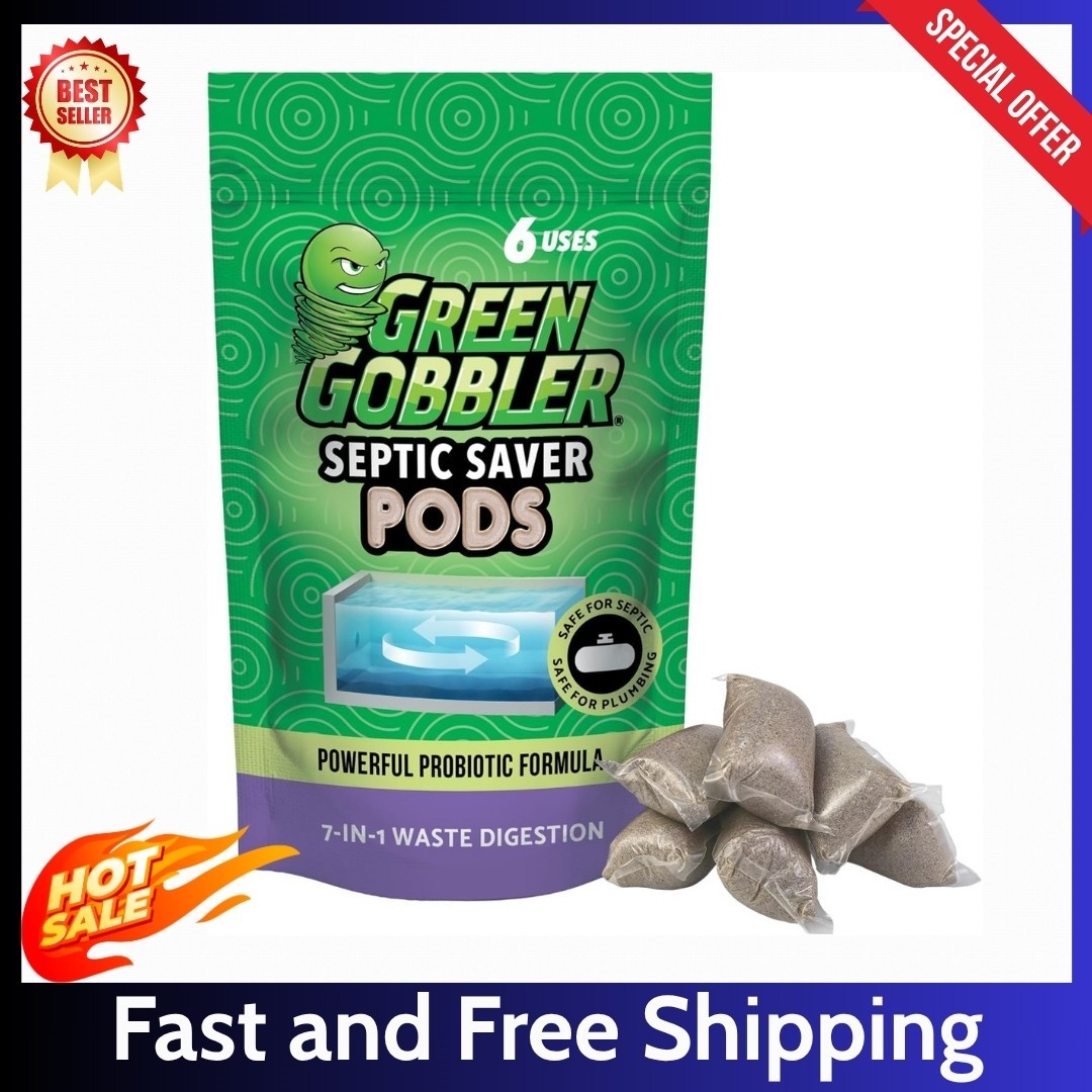 Green Gobbler Septic Tank Enzyme Treatment Packets, 6 Month Supply – Powerful