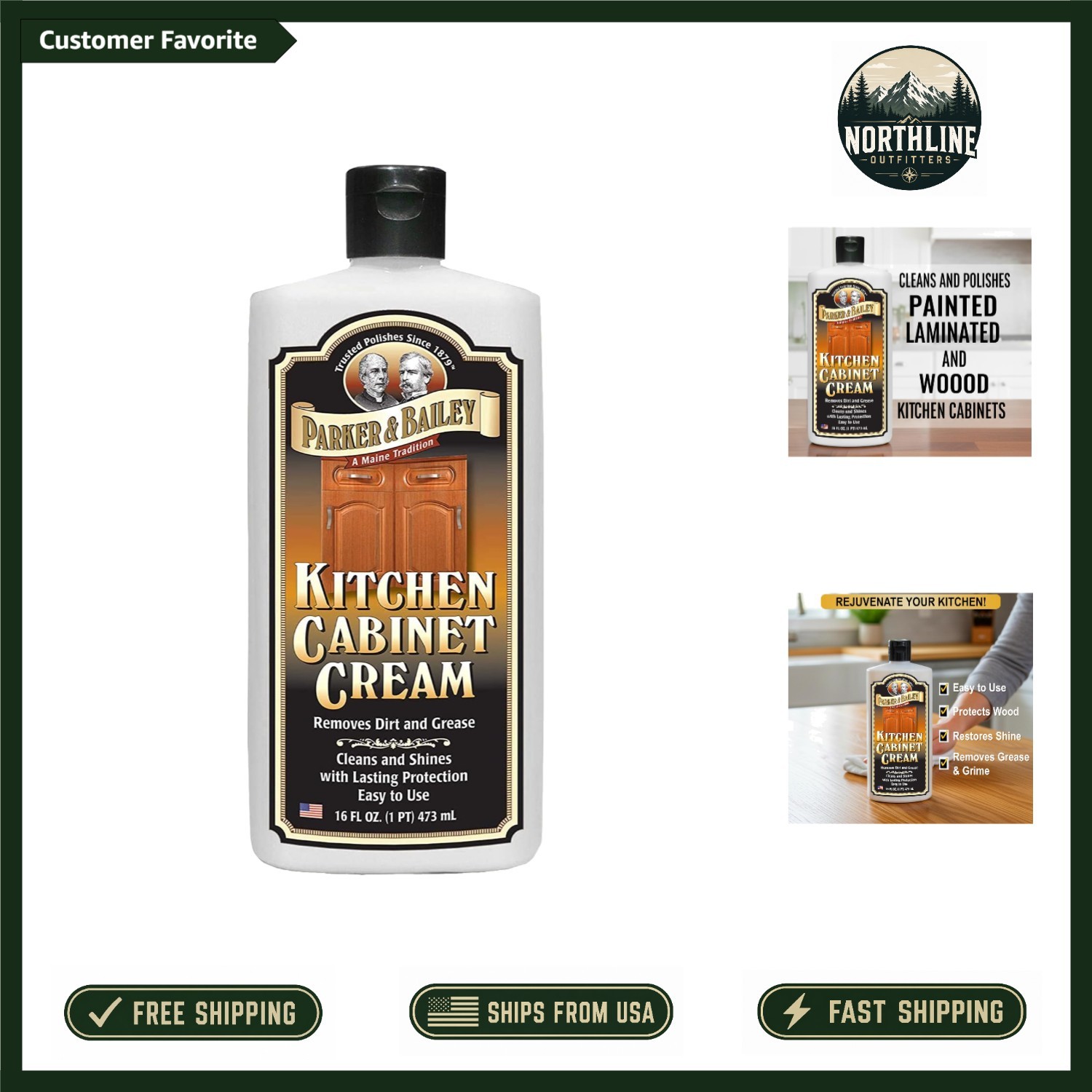 Natural Wood Cleaner & Restorer – Parker and Bailey Kitchen Cabinet Cream 16 oz