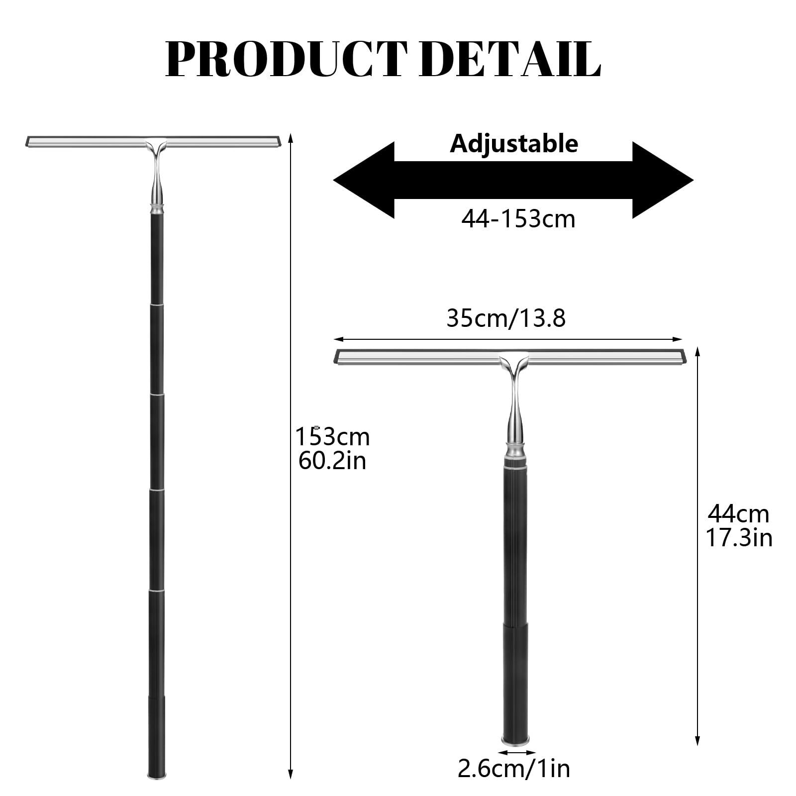 Extendable Shower Squeegee with Long Handle for Shower Glass Floor Tile Wall Car
