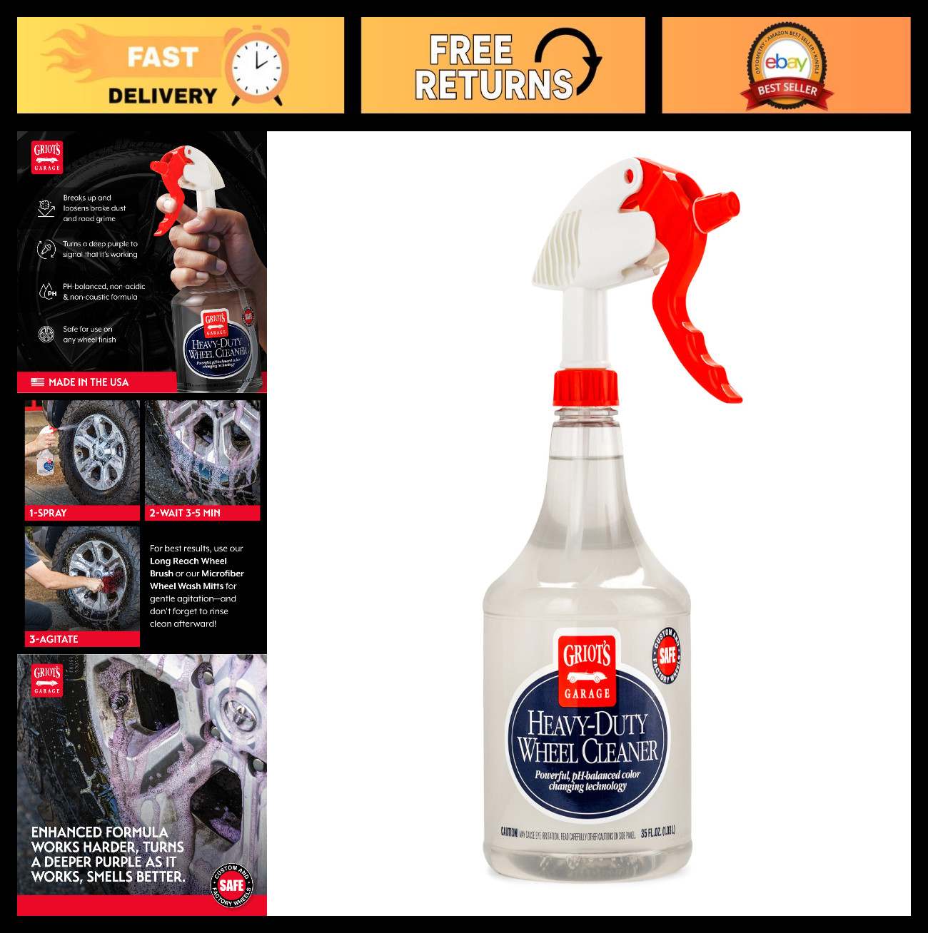 Heavy-Duty Wheel Cleaner for All Finishes – Removes Brake Dust & Grime, 35oz