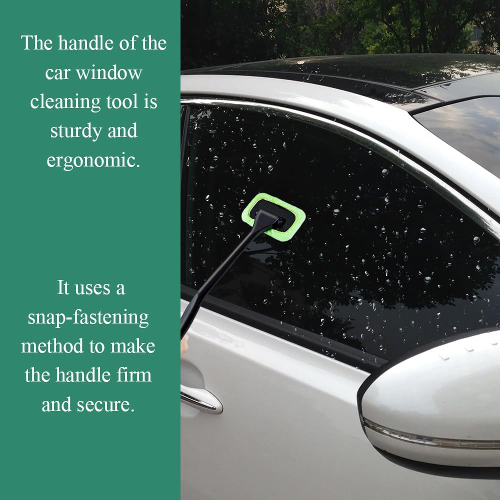 Windshield Cleaning Tool, Extendable Handle Car Window Cleaner with 4 Reusable M